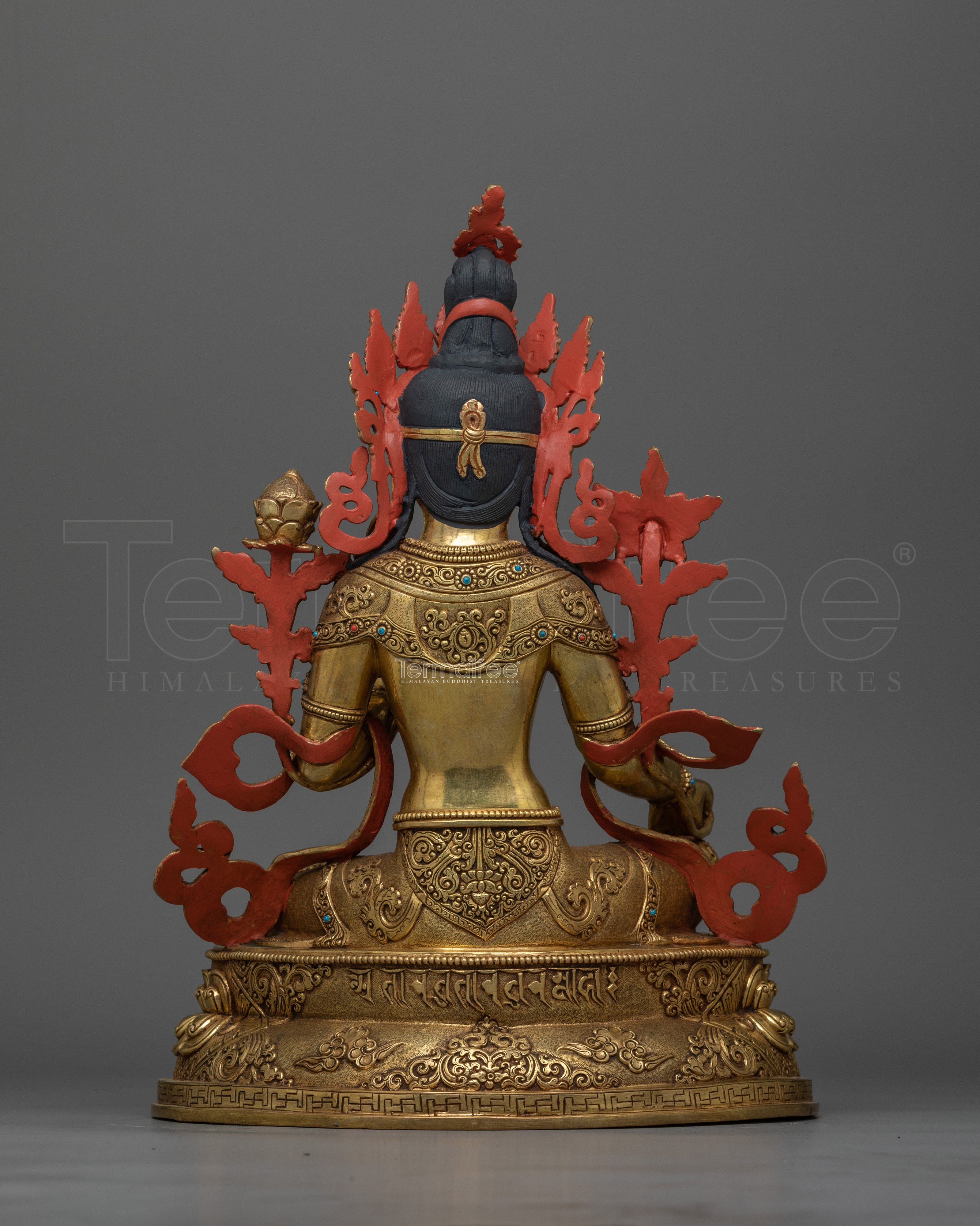 Green Tara 34 cm Gold Gilded Statue | Handcrafted Symbol of Protection