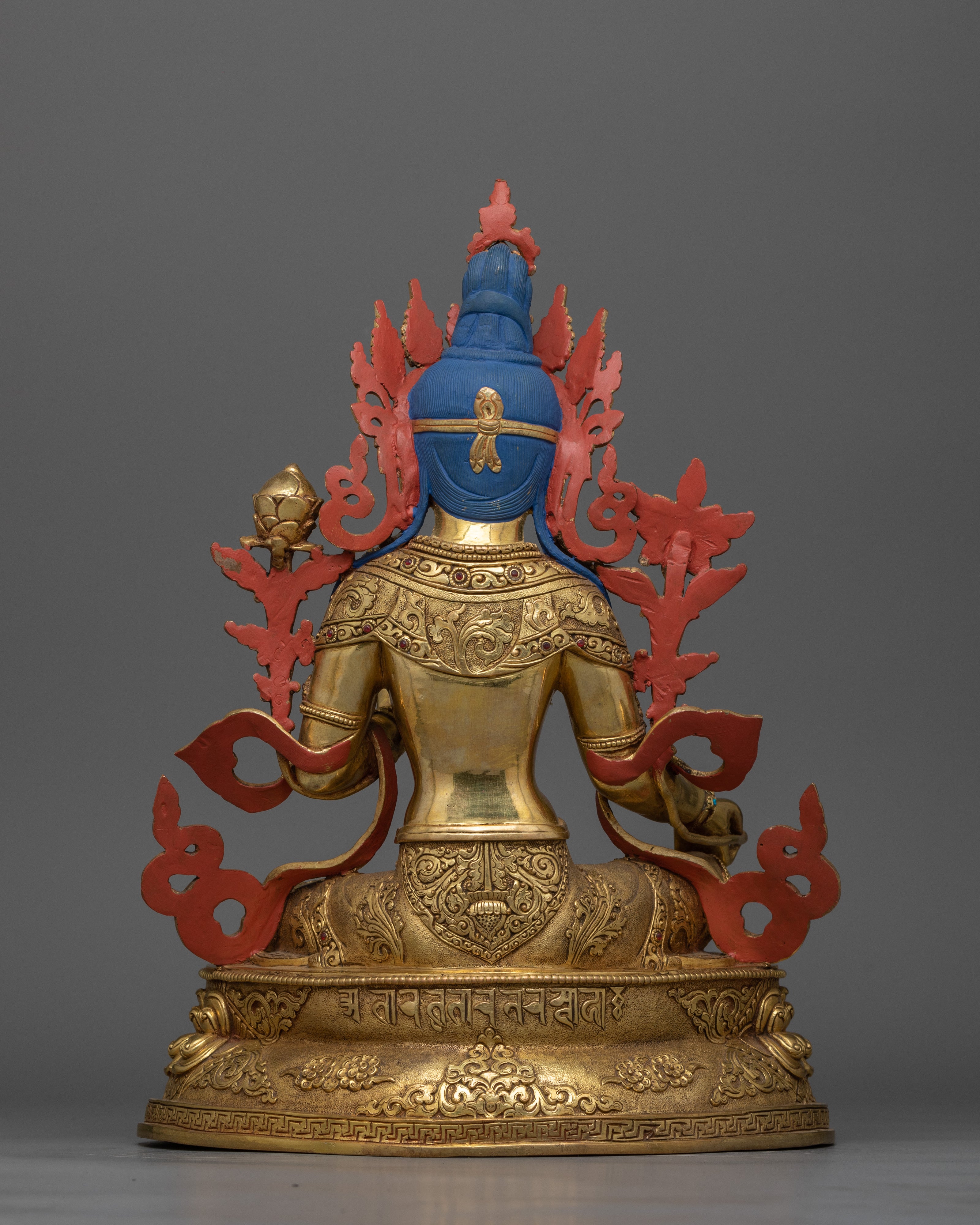 Female Bodhisattva Green Tara Gold Gilded Statue | Handcrafted Symbol of Protection