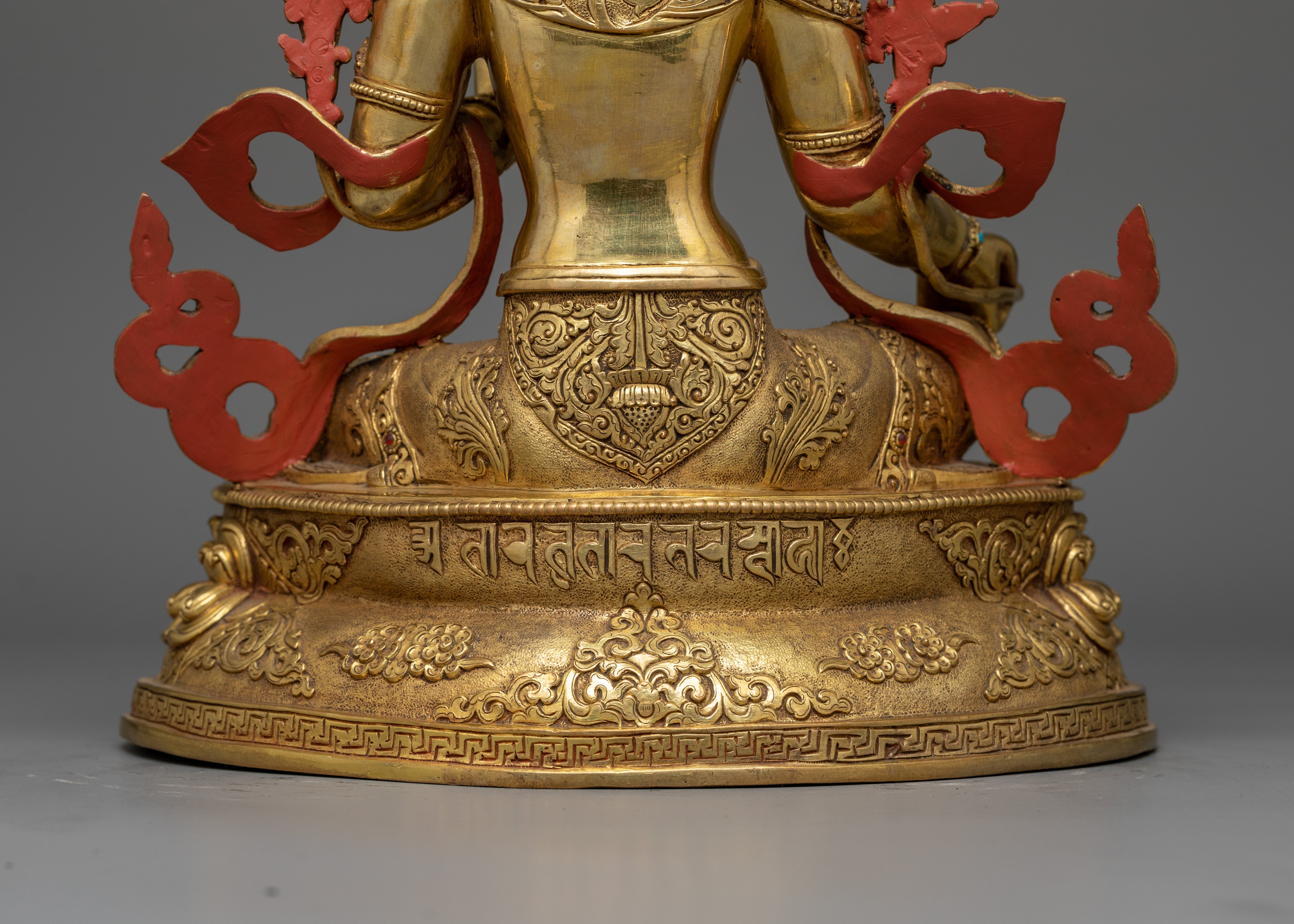 Female Bodhisattva Green Tara Gold Gilded Statue | Handcrafted Symbol of Protection