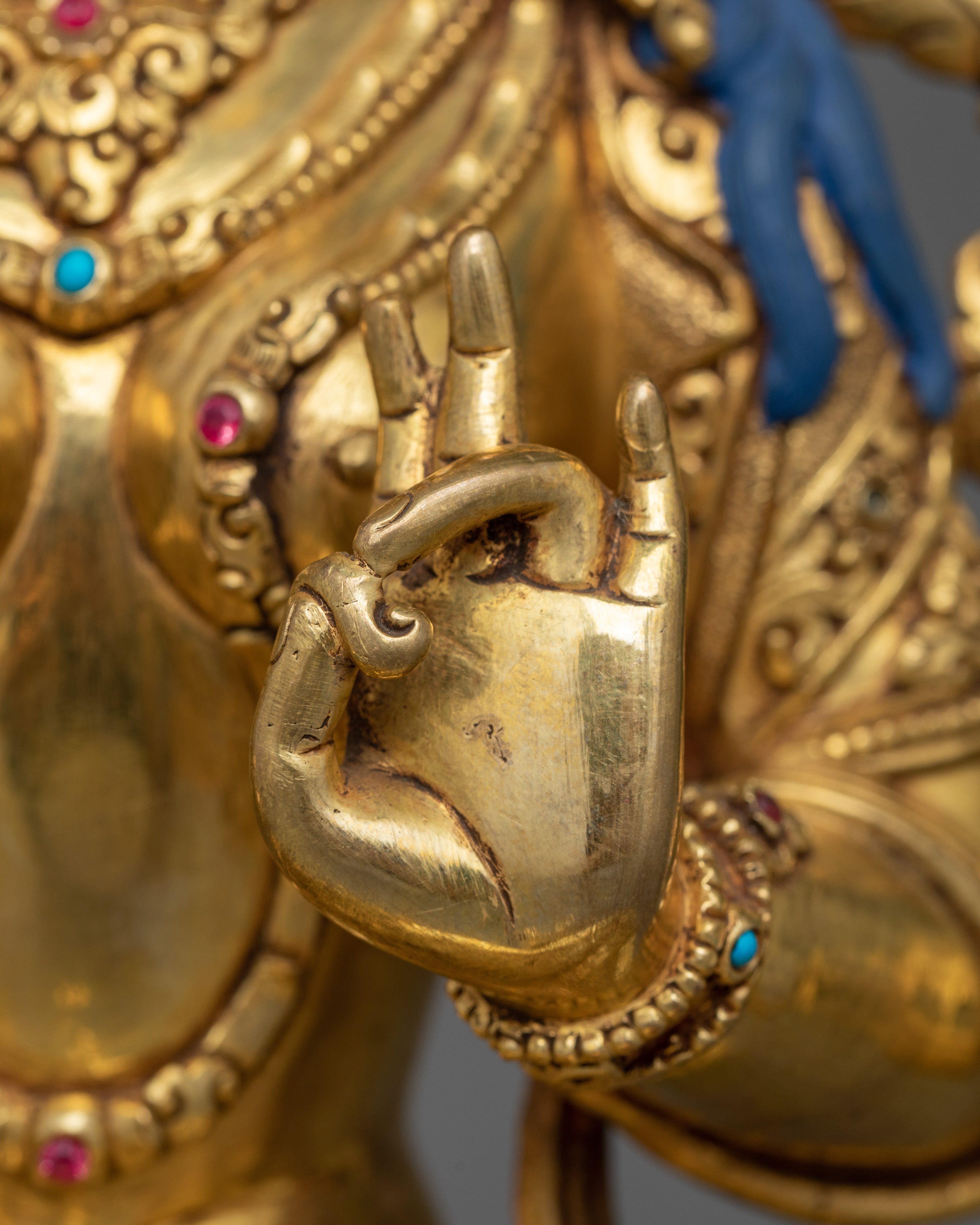 Female Bodhisattva Green Tara Gold Gilded Statue | Handcrafted Symbol of Protection