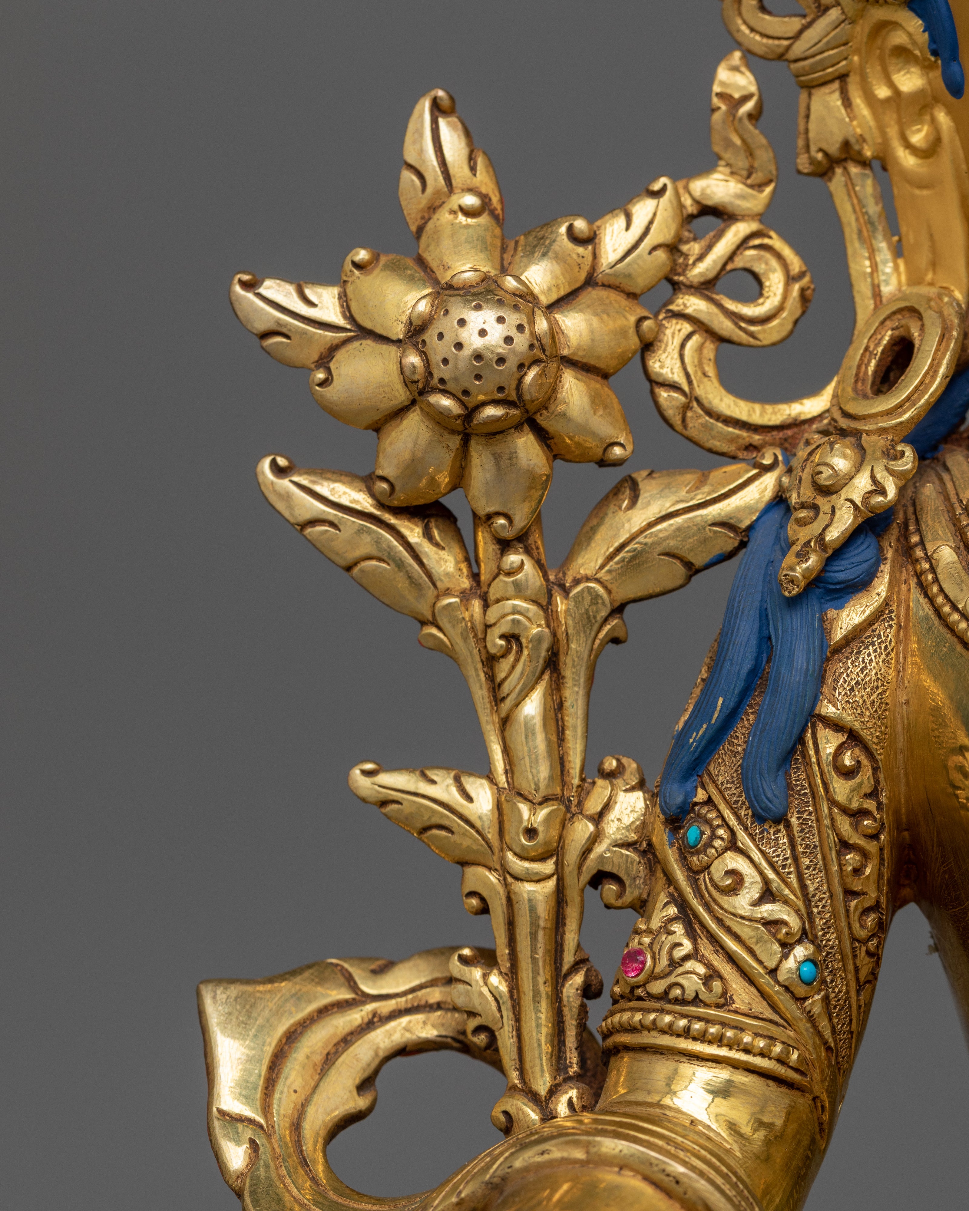 Female Bodhisattva Green Tara Gold Gilded Statue | Handcrafted Symbol of Protection