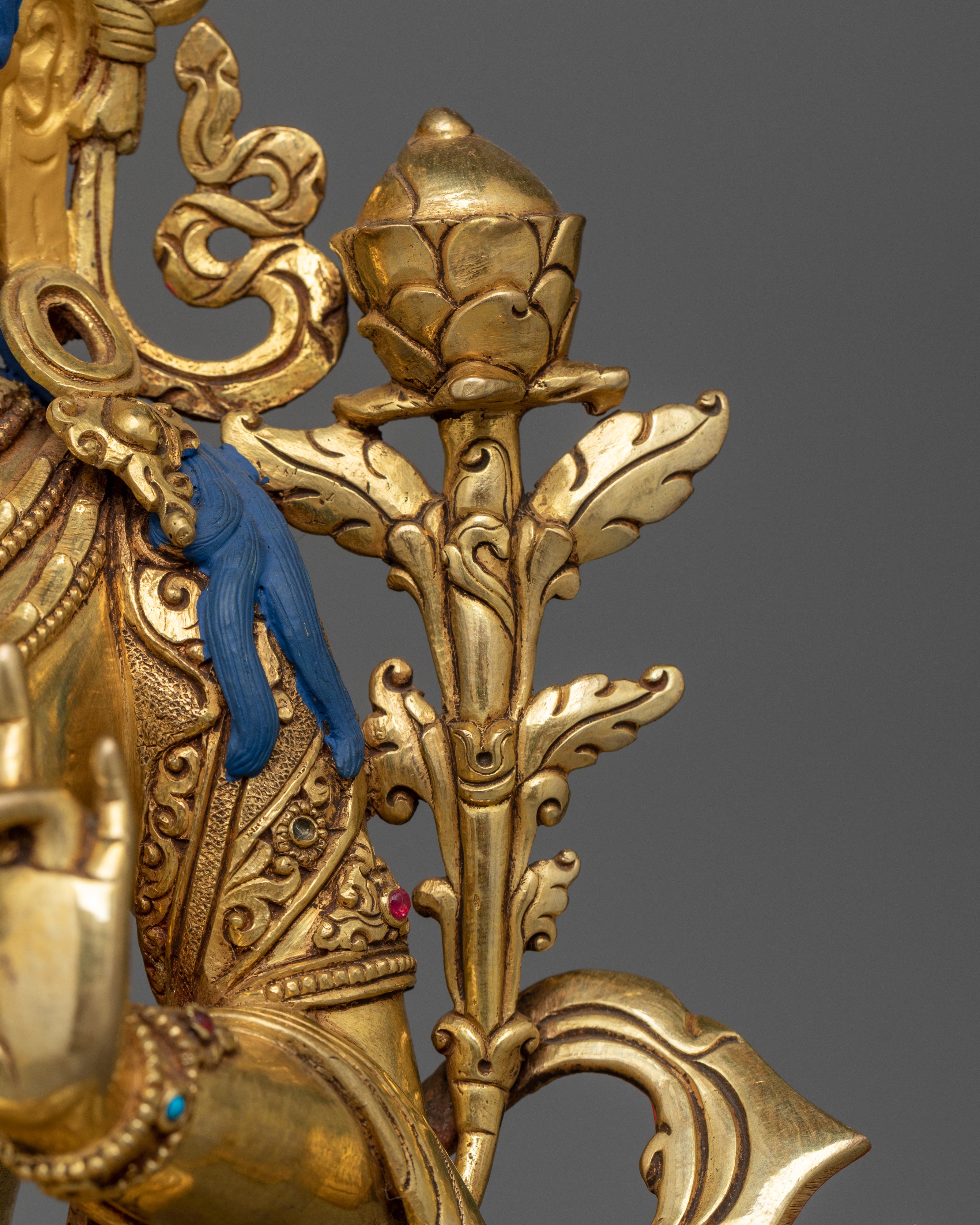 Female Bodhisattva Green Tara Gold Gilded Statue | Handcrafted Symbol of Protection