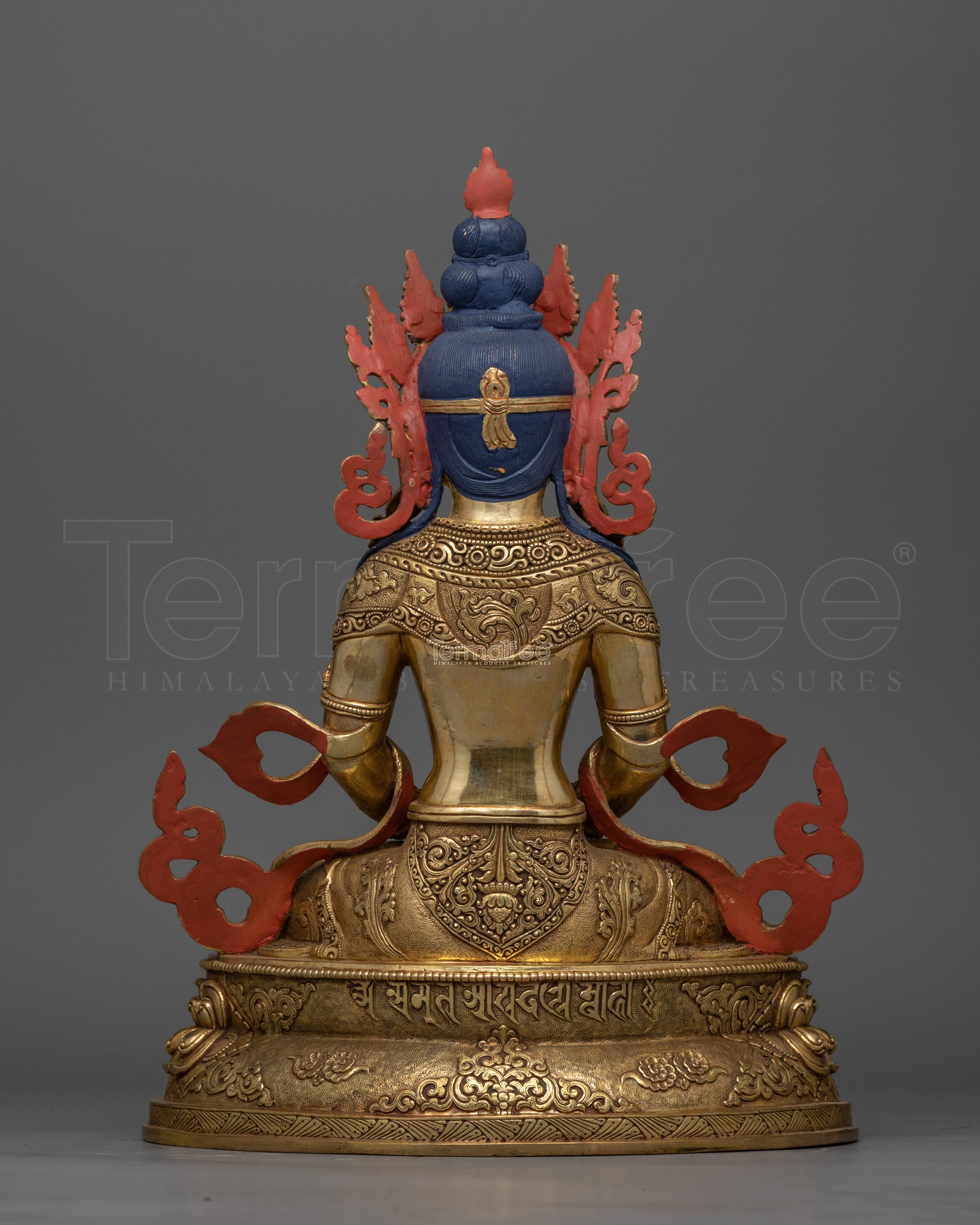 Tsepame 24K Gold Gilded Statue | Handcrafted Amitayus Symbol of Longevity