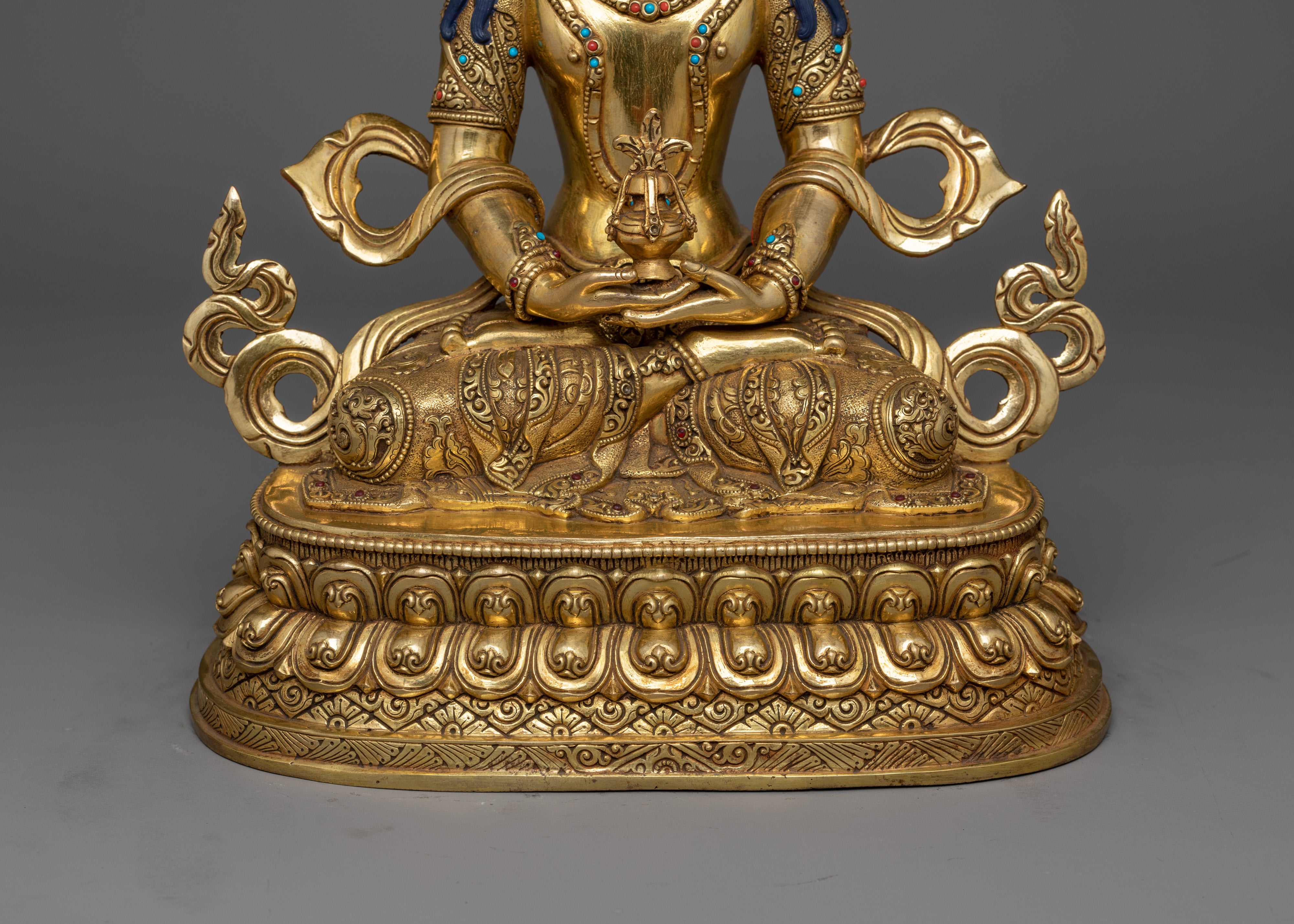 Tsepame 24K Gold Gilded Statue | Handcrafted Amitayus Symbol of Longevity