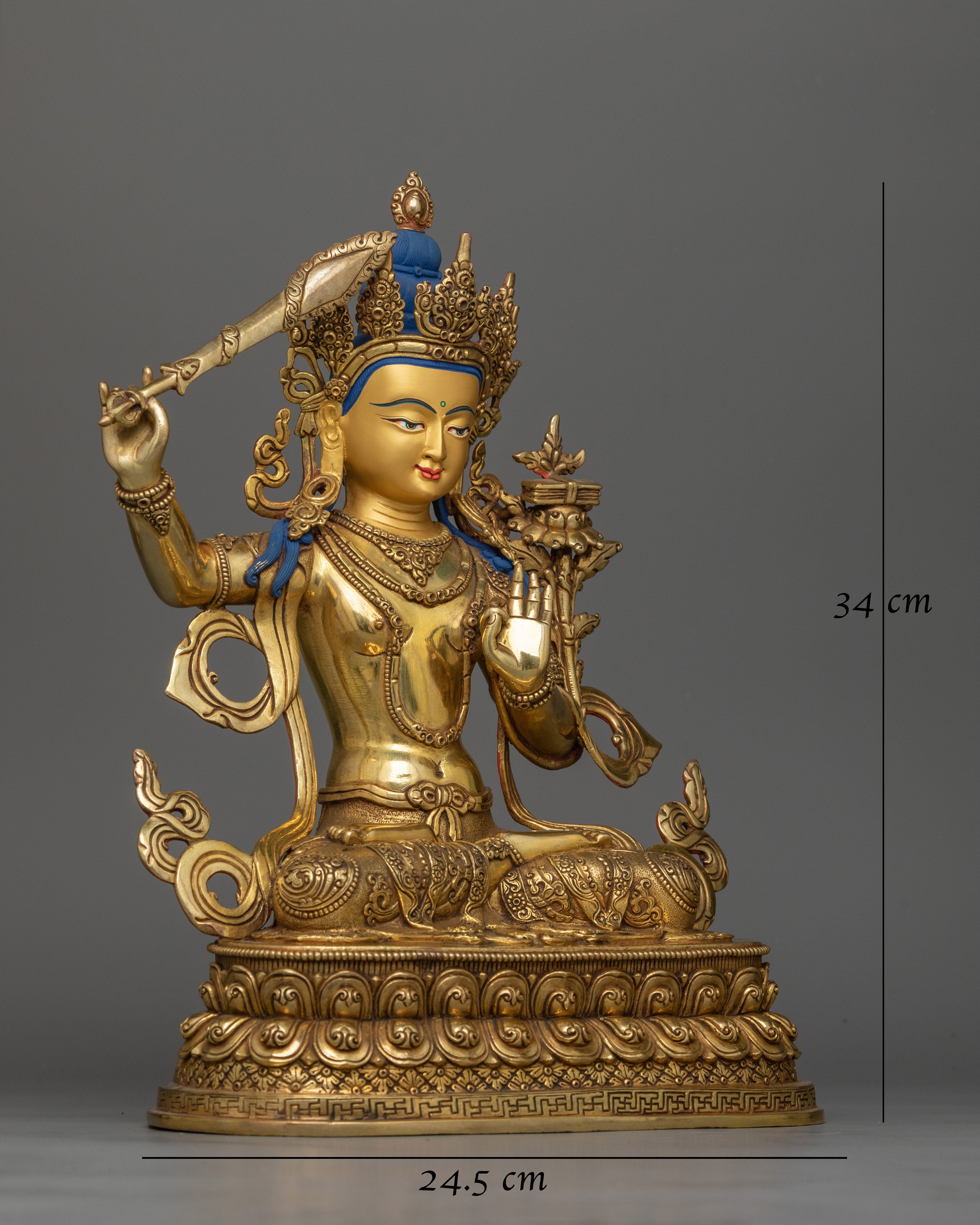 Manjushri Insight Wisdom Deity Statue | Icon of Supreme Knowledge