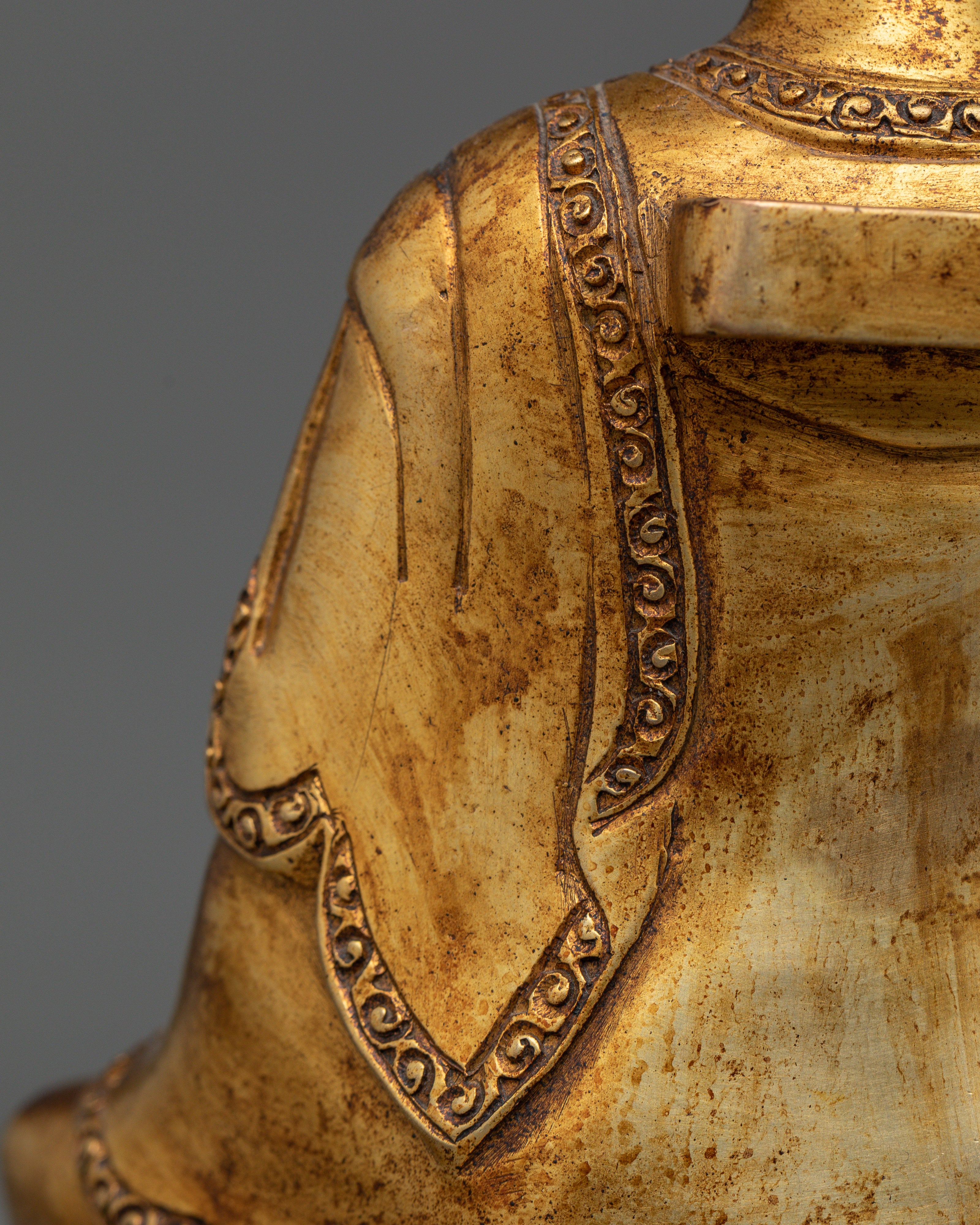 Antique Nagarjuna Gold Gilded Statue | Handcrafted Symbol of Enlightenment