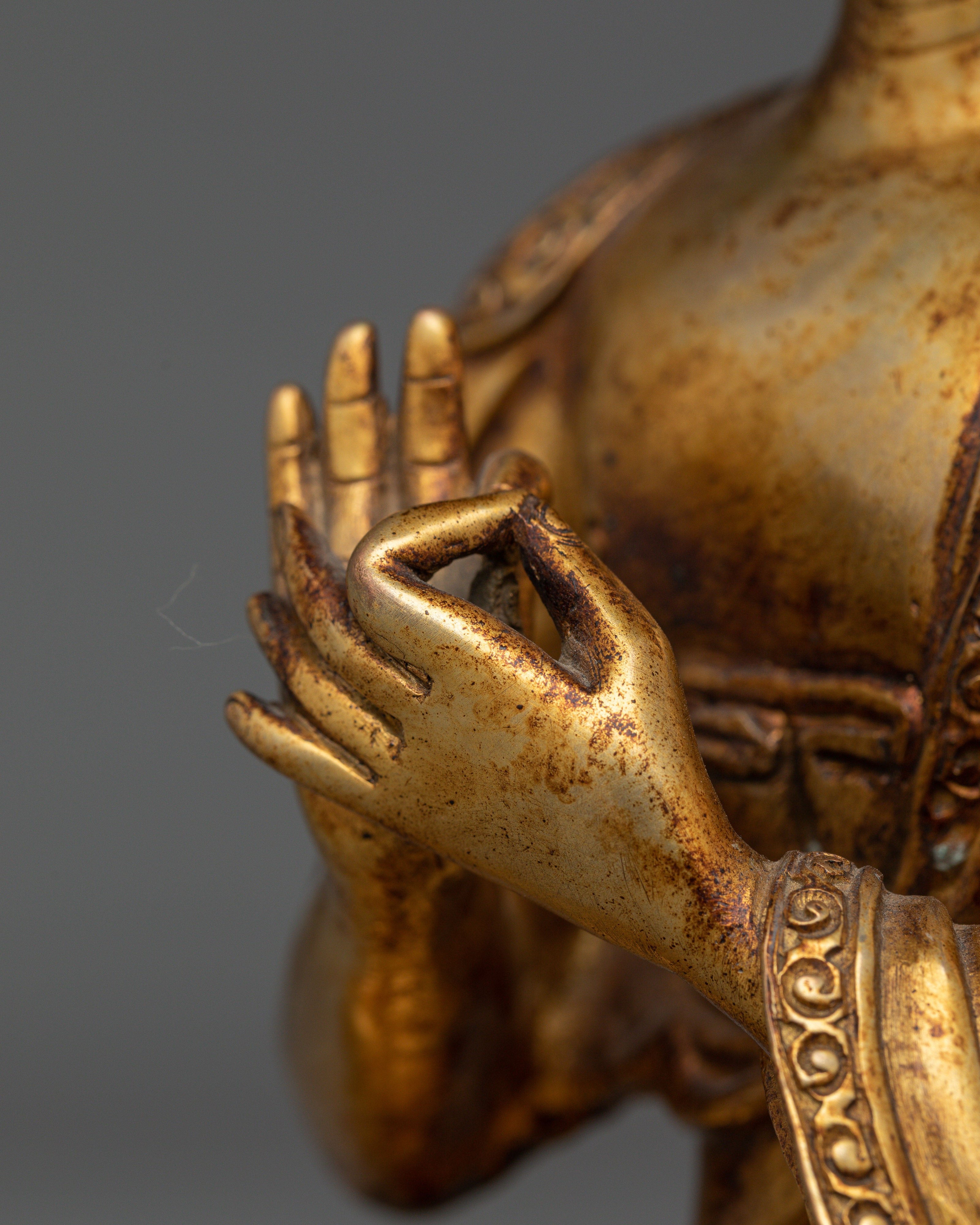 Antique Nagarjuna Gold Gilded Statue | Handcrafted Symbol of Enlightenment