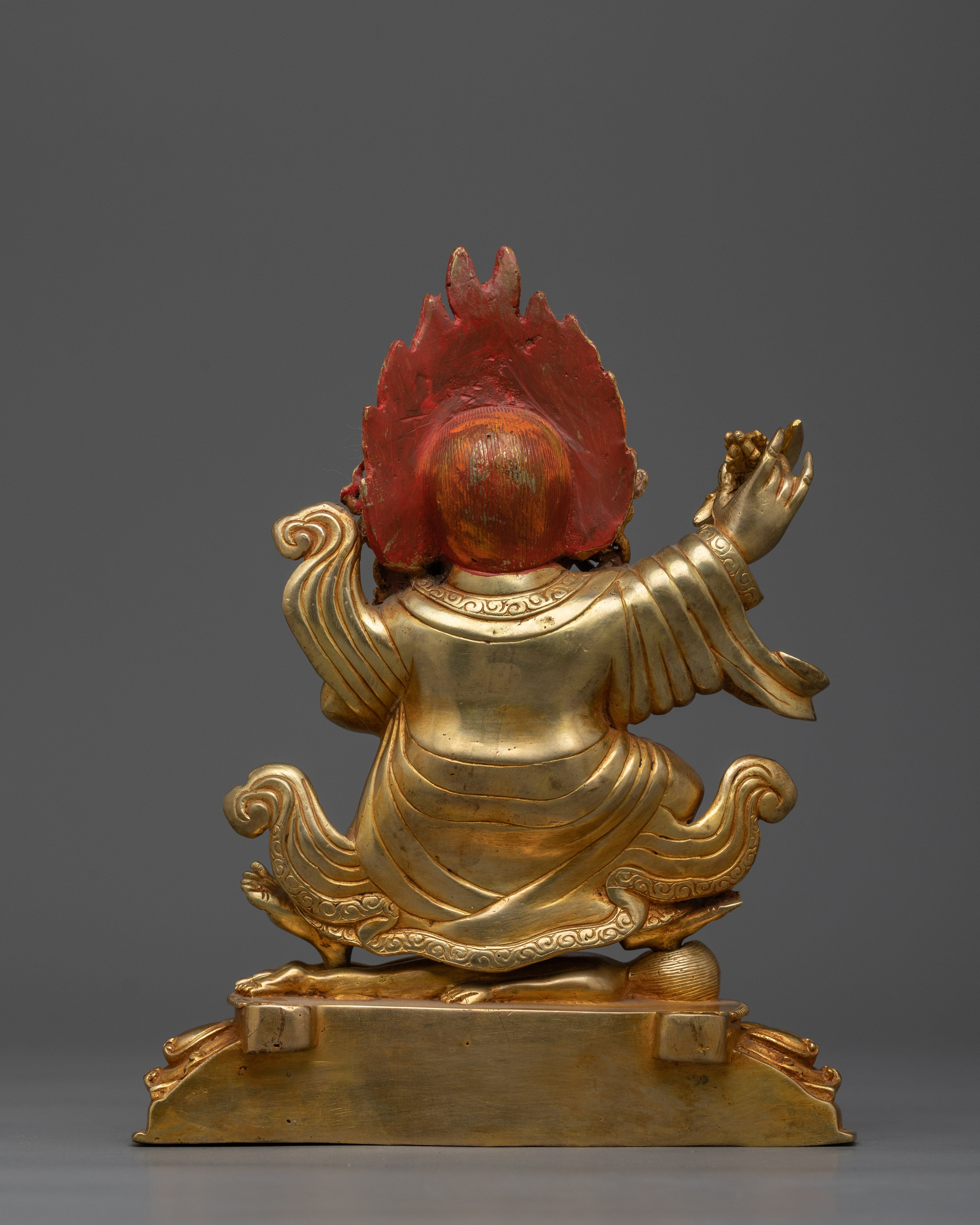 Fierce Mahakala Bernakchen 22cm Gold Gilded Statue | Handcrafted Protector of Dharma