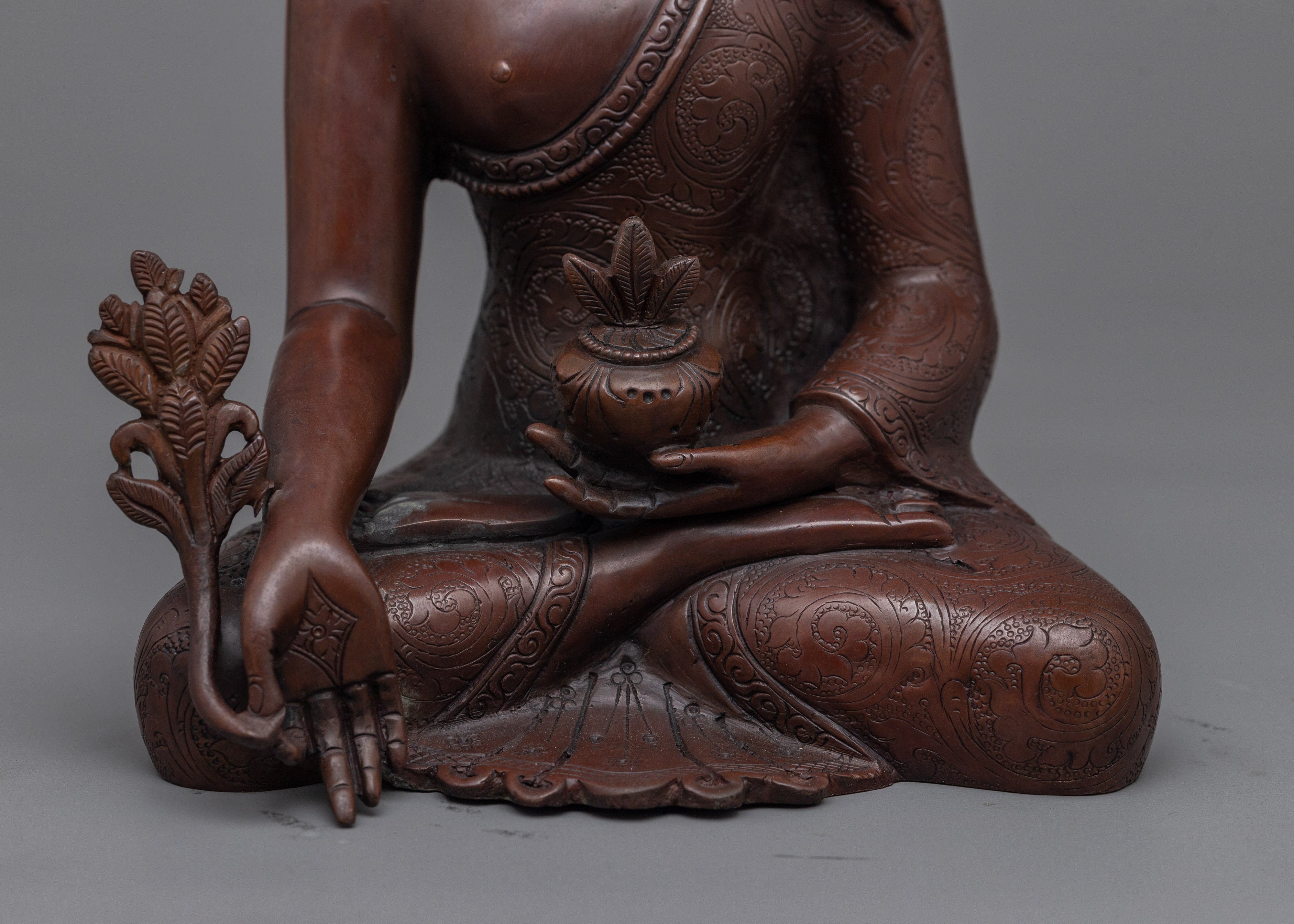 Serene Medicine Buddha Oxidized Sculpture | Handcrafted Symbol of Healing