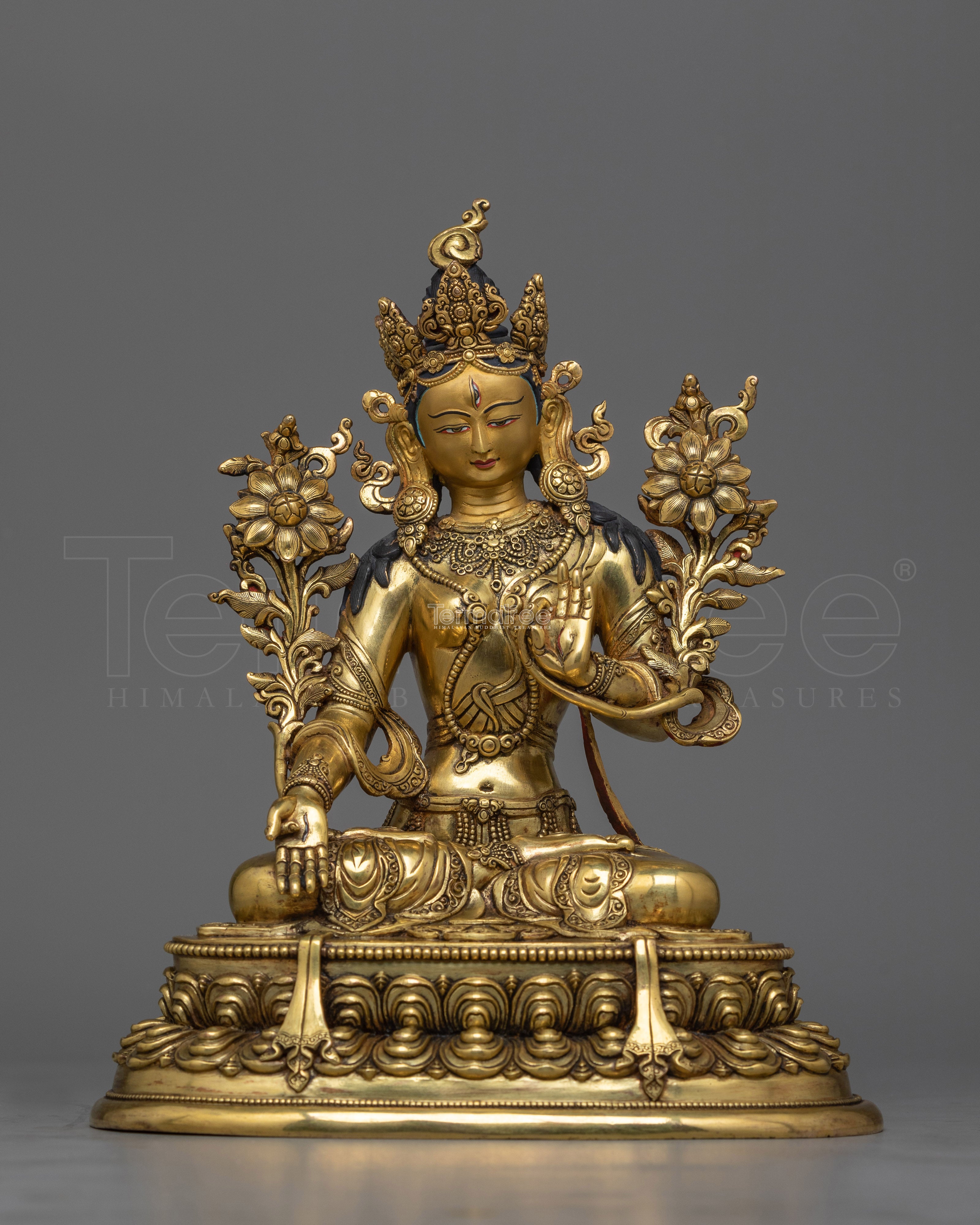 White Tara Gold-Gilded Antique-Touch Statue | A Resplendent Emblem of Serenity