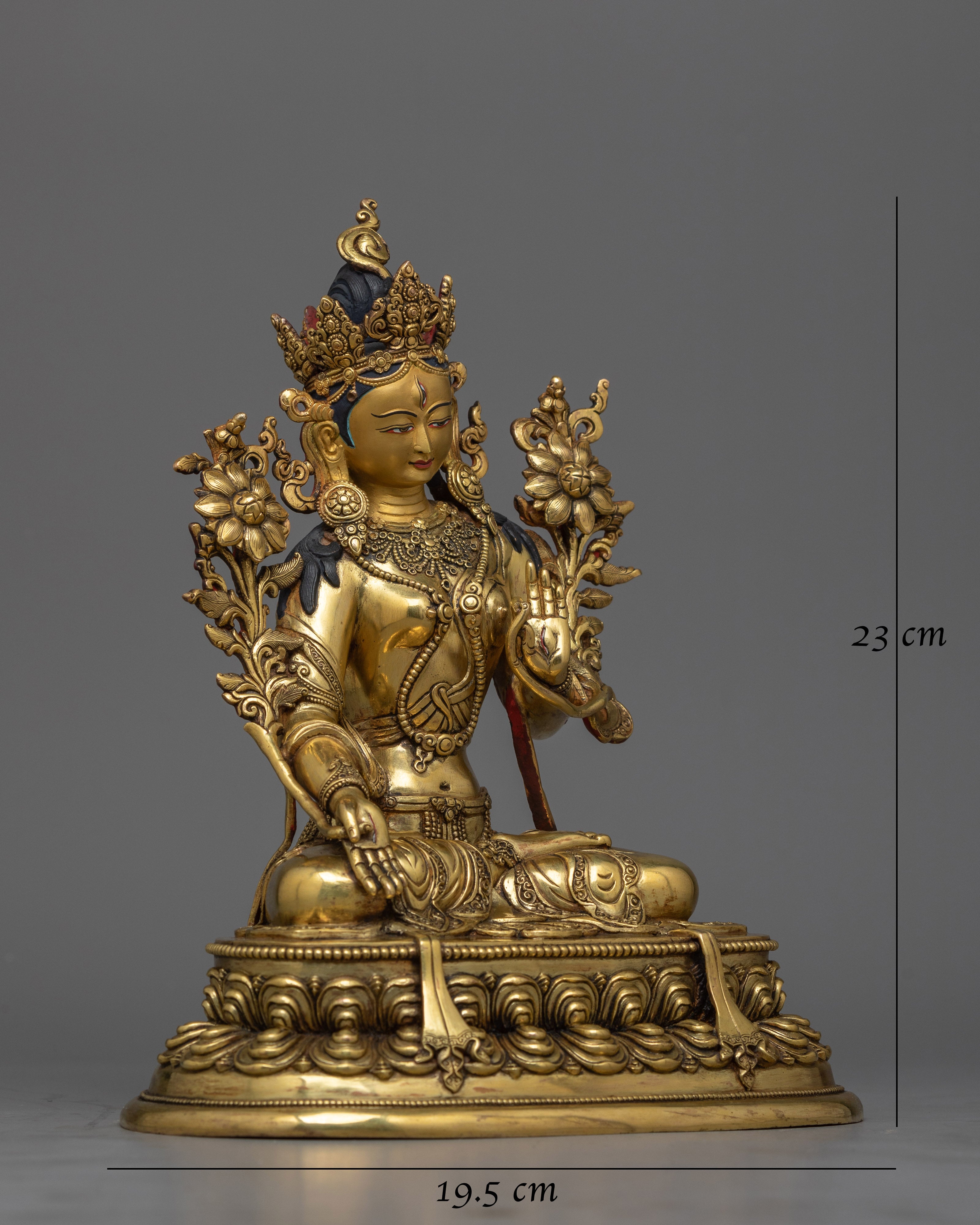 White Tara Gold-Gilded Antique-Touch Statue | A Resplendent Emblem of Serenity