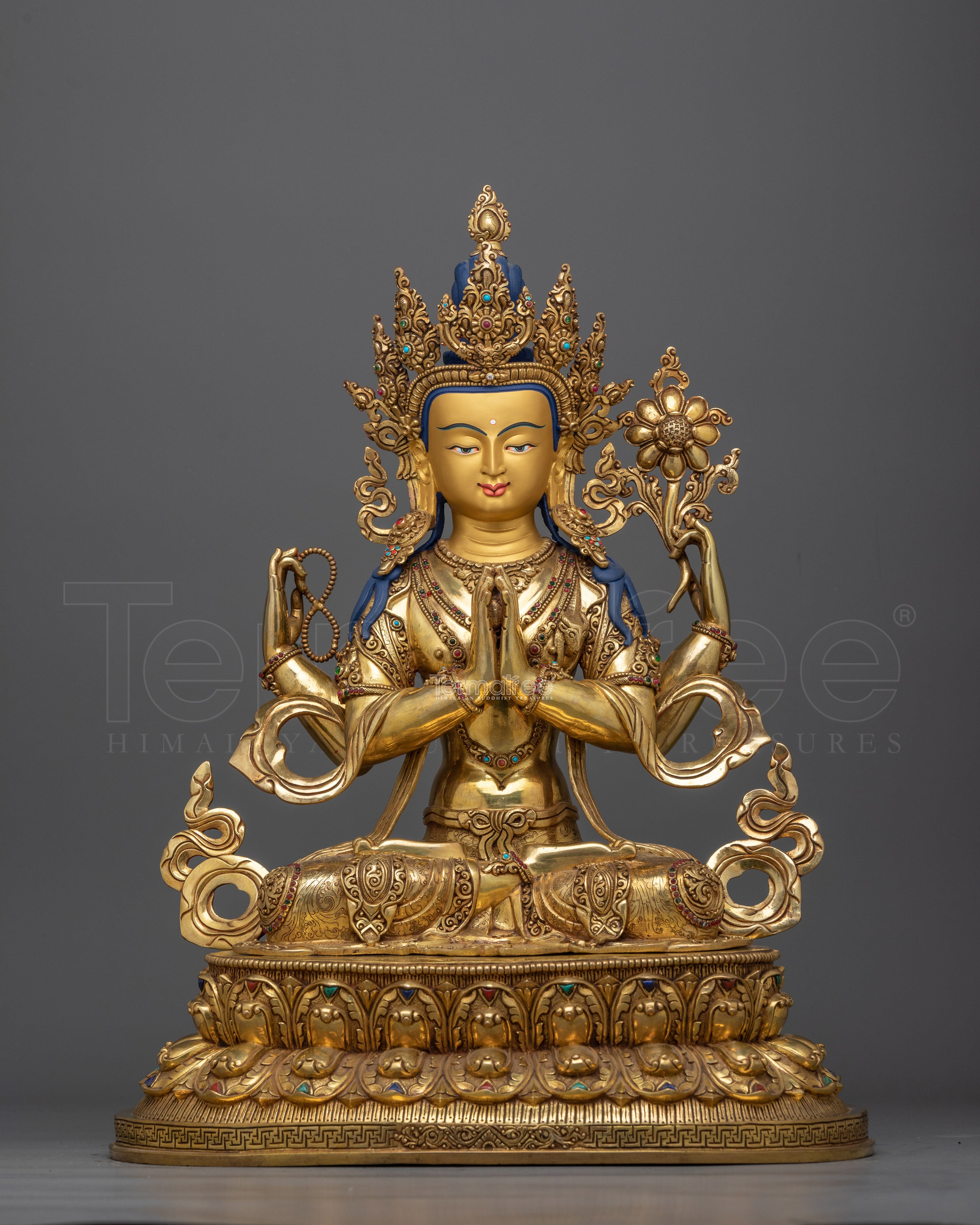 Chenrezig 24K Gold-Gilded Sculpture | A Majestic Symbol of Infinite Compassion
