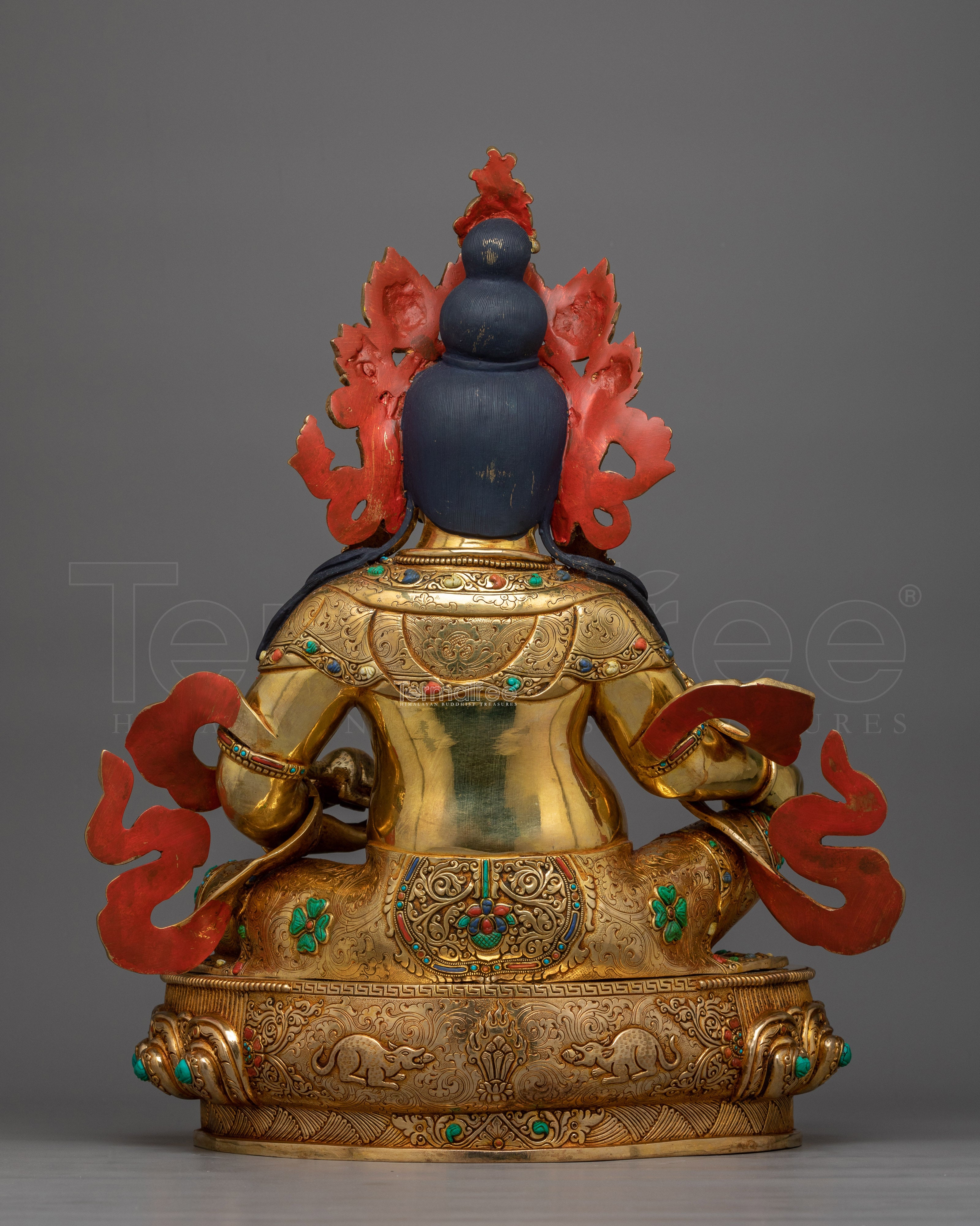 Gemstones-Decorated Dzambhala Statue | A Masterpiece of Spiritual Wealth and Elegance
