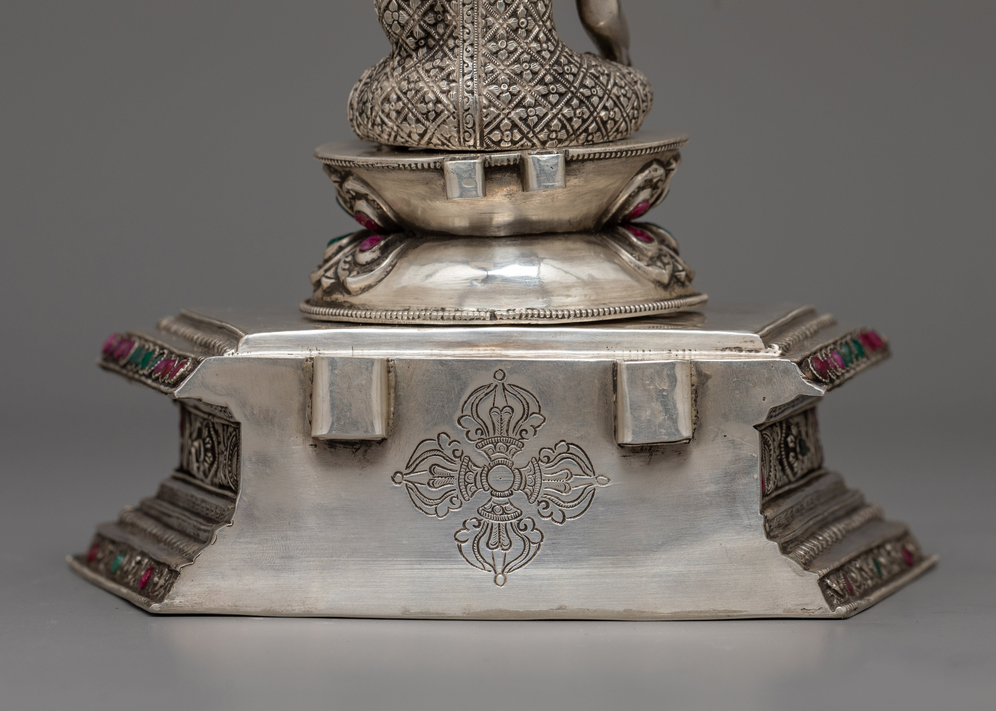 Exquisite Silver-Plated Shakyamuni Buddha Statue | A Masterpiece of Peace and Enlightenment
