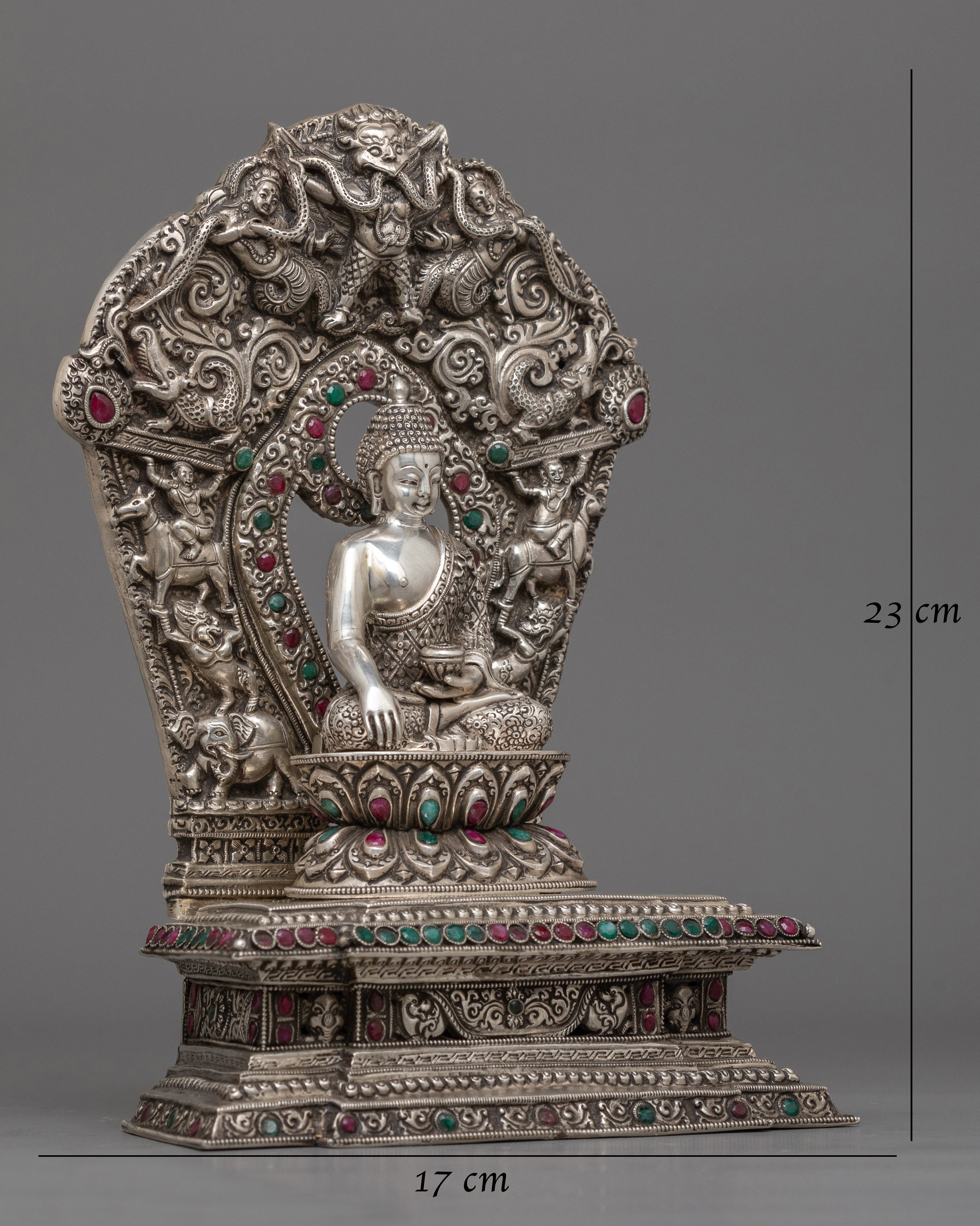 Exquisite Silver-Plated Shakyamuni Buddha Statue | A Masterpiece of Peace and Enlightenment