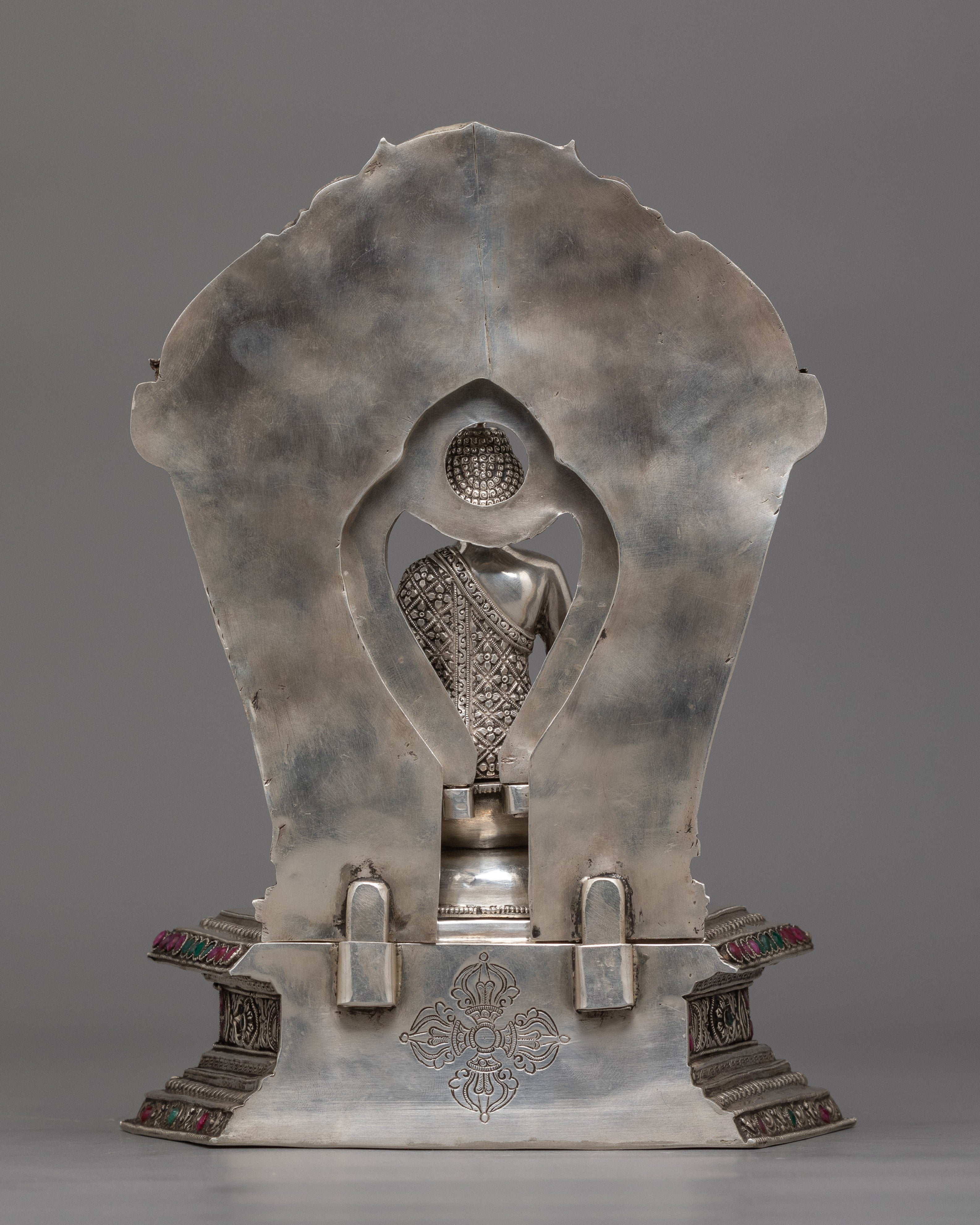 Exquisite Silver-Plated Shakyamuni Buddha Statue | A Masterpiece of Peace and Enlightenment