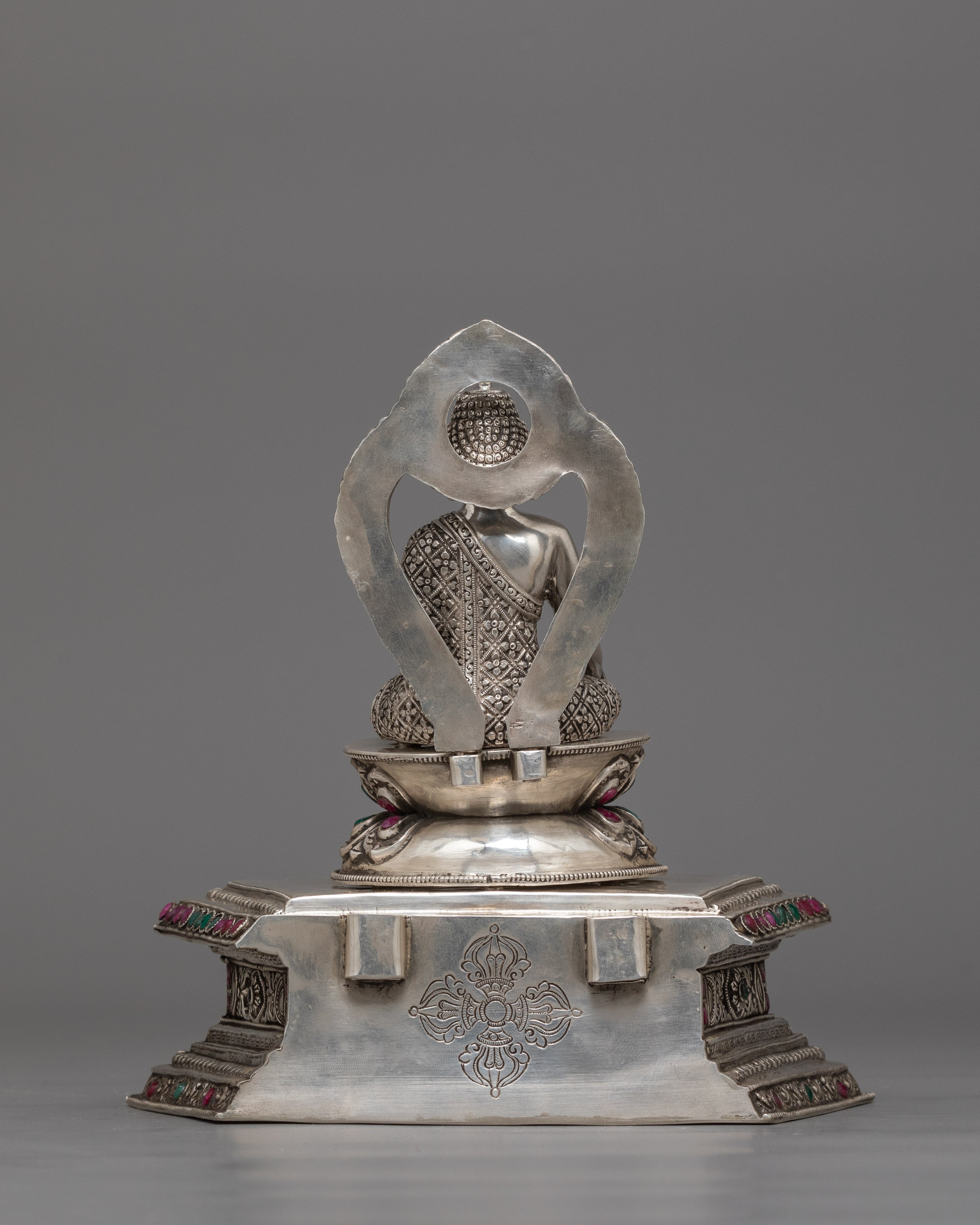 Exquisite Silver-Plated Shakyamuni Buddha Statue | A Masterpiece of Peace and Enlightenment