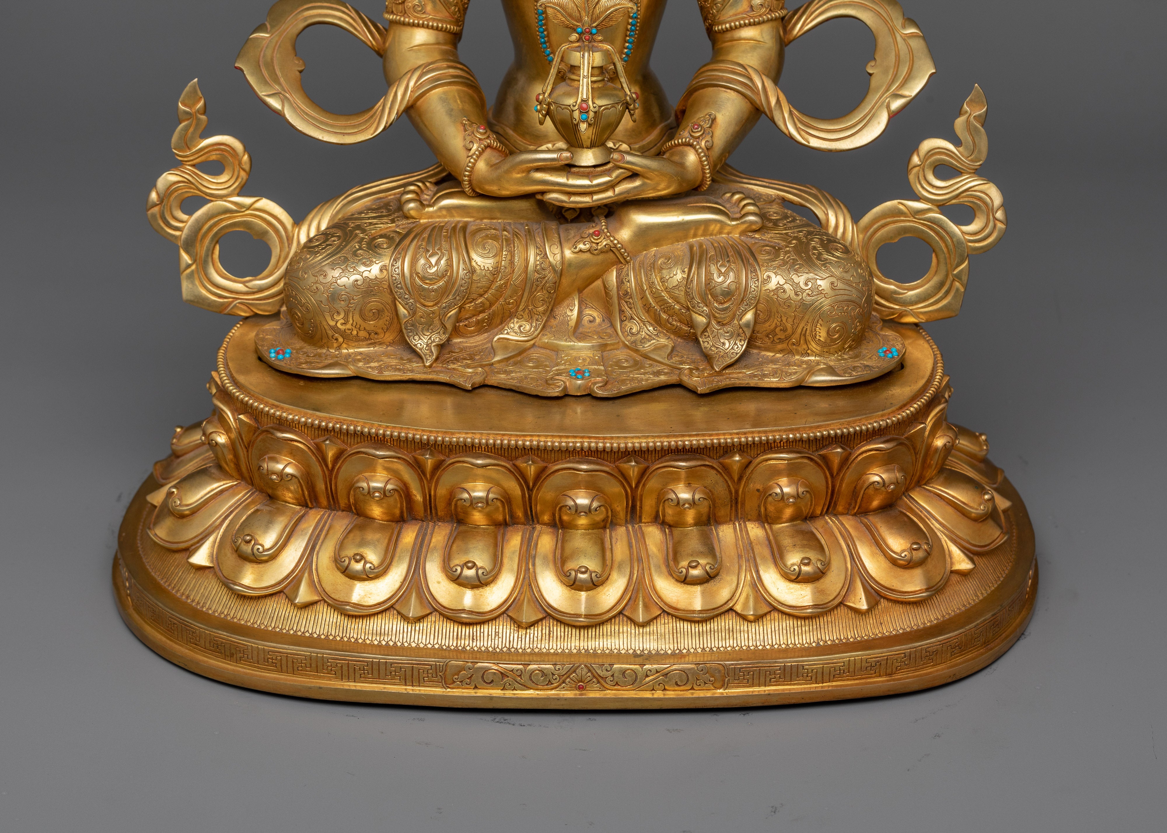 Gold-Gilded Amitayus Longevity Buddha Statue | A Beacon of Eternal Life