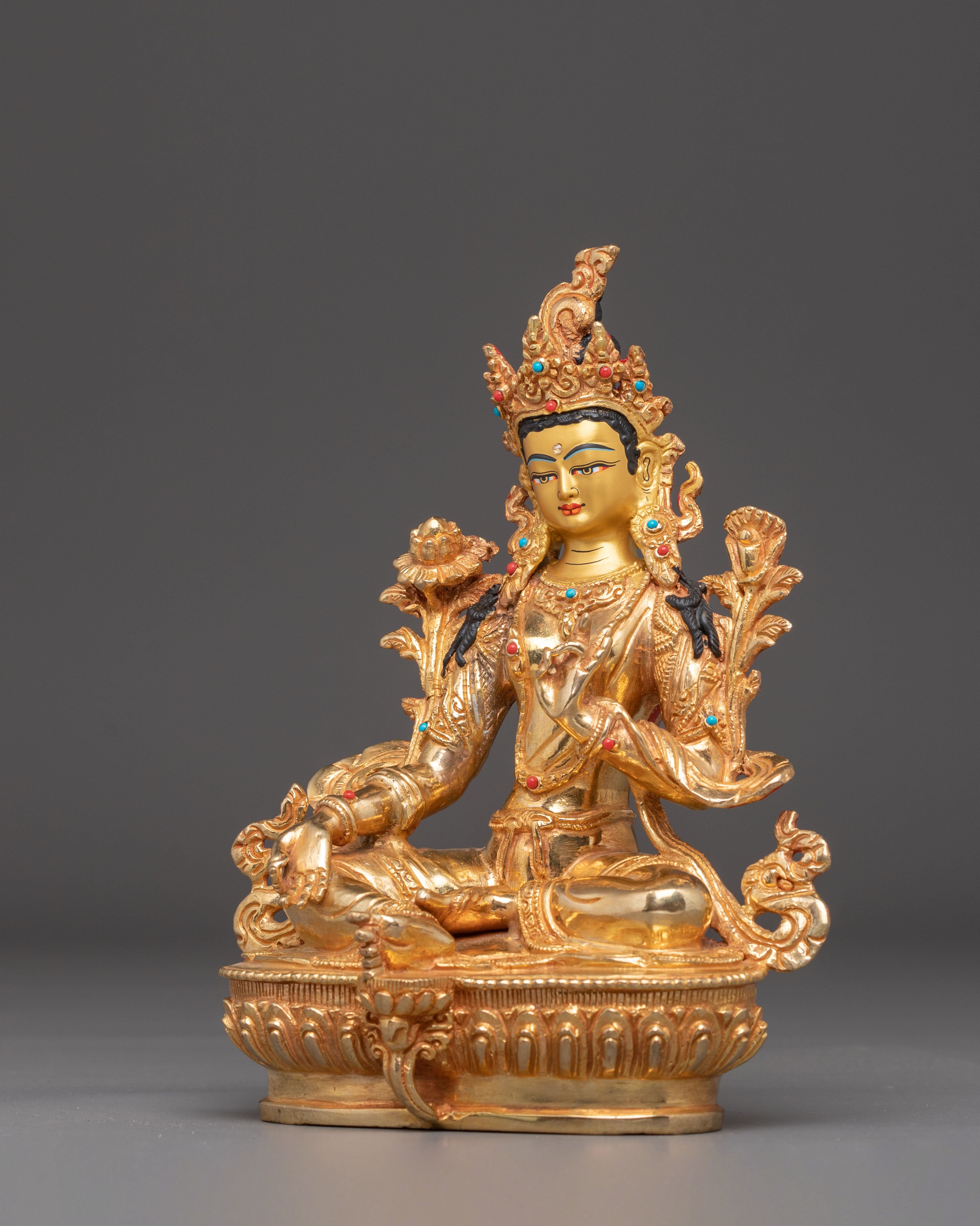 Golden 21 Tara Statues Set | Multiples of Tara for Ritual and Altar