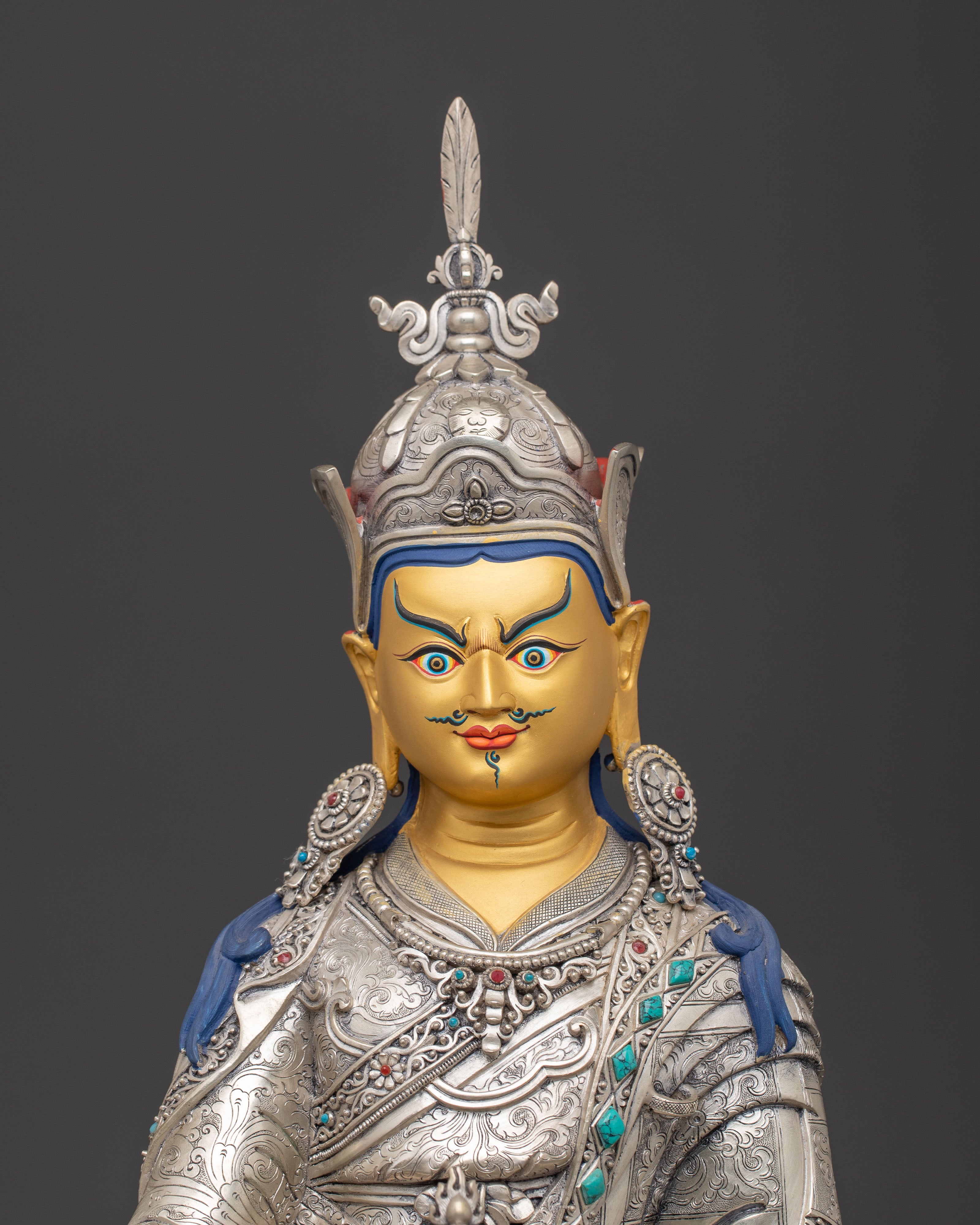 Silver Guru Rinpoche Statue | Tantric Master Padmasambhava