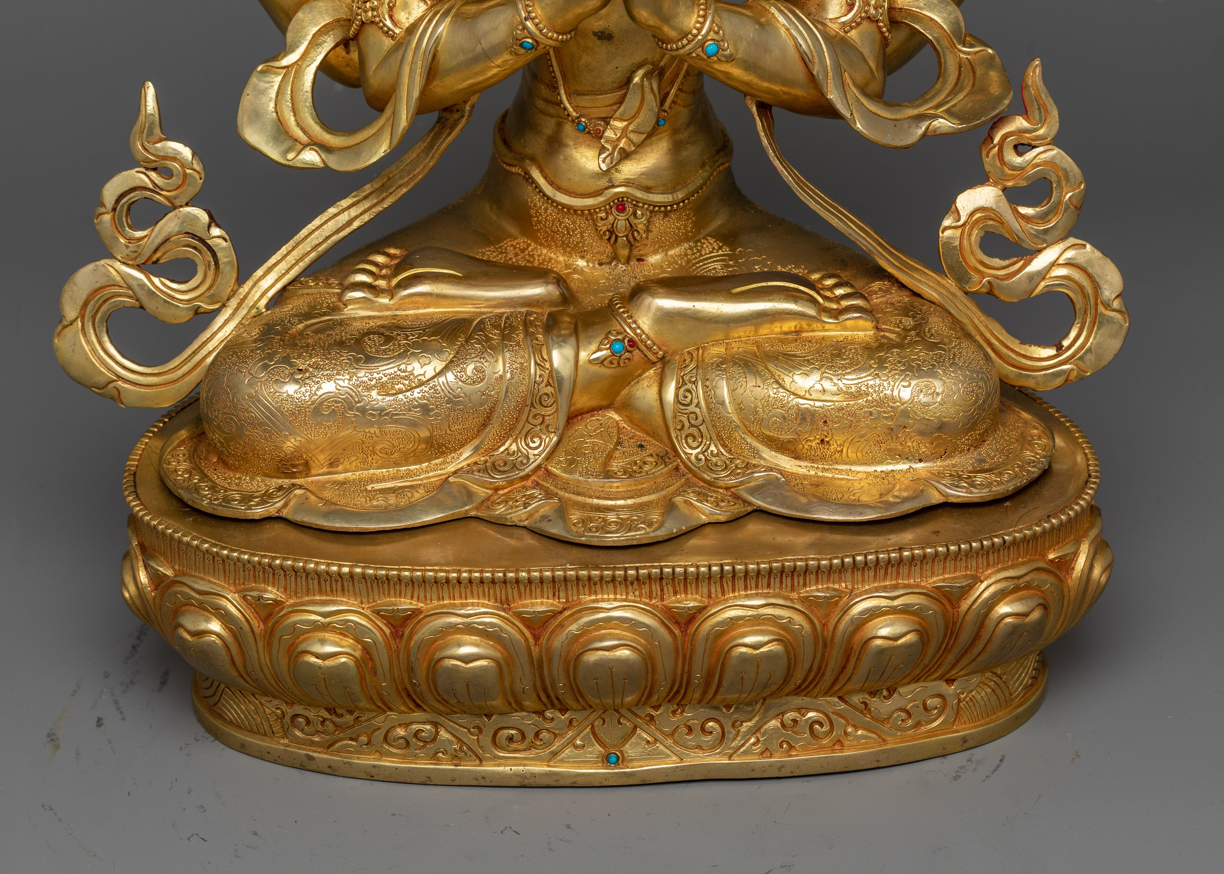 Gold-Gilded Compassionate Chenrezig Statue | A Vision of Divine Mercy