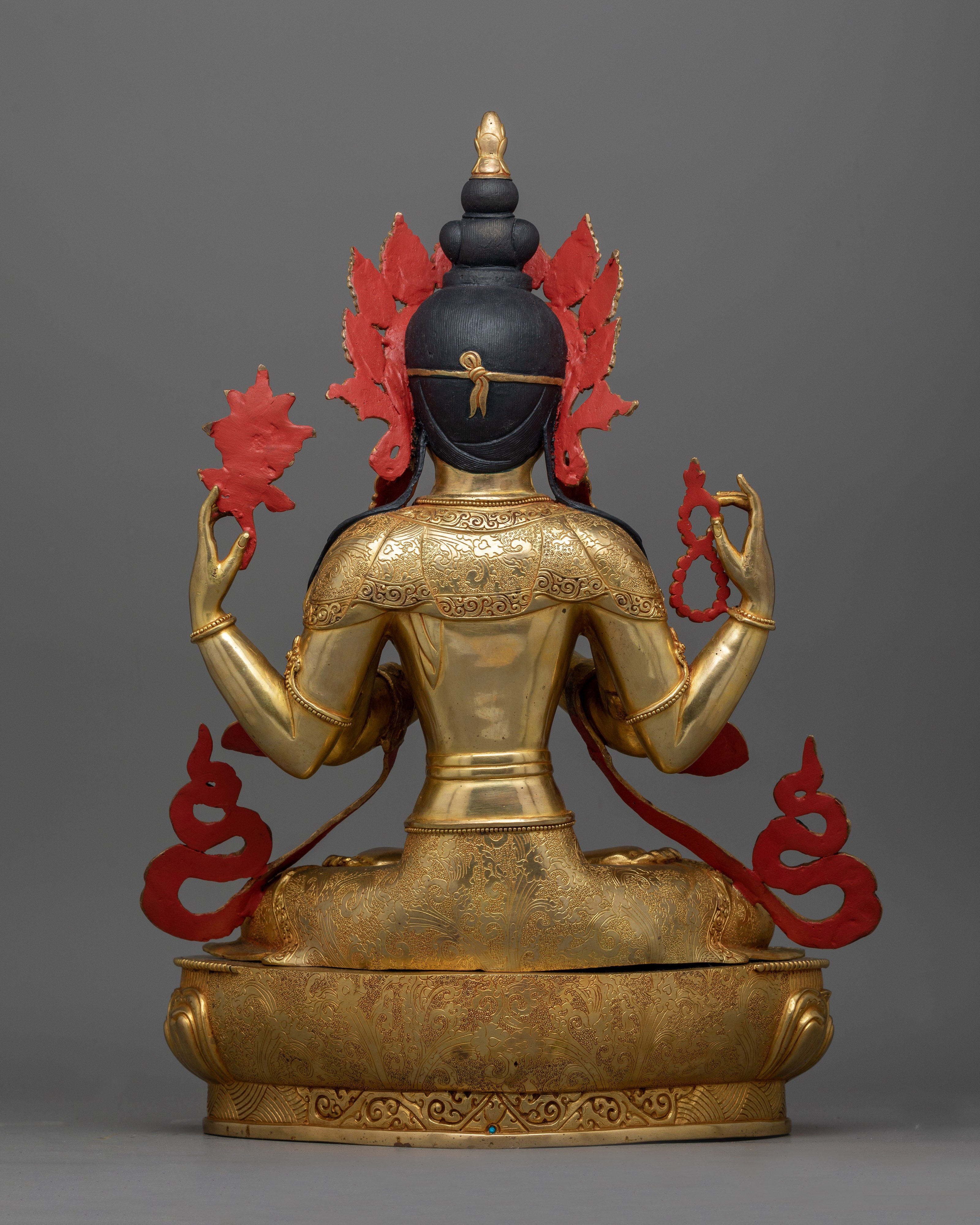 Gold-Gilded Compassionate Chenrezig Statue | A Vision of Divine Mercy