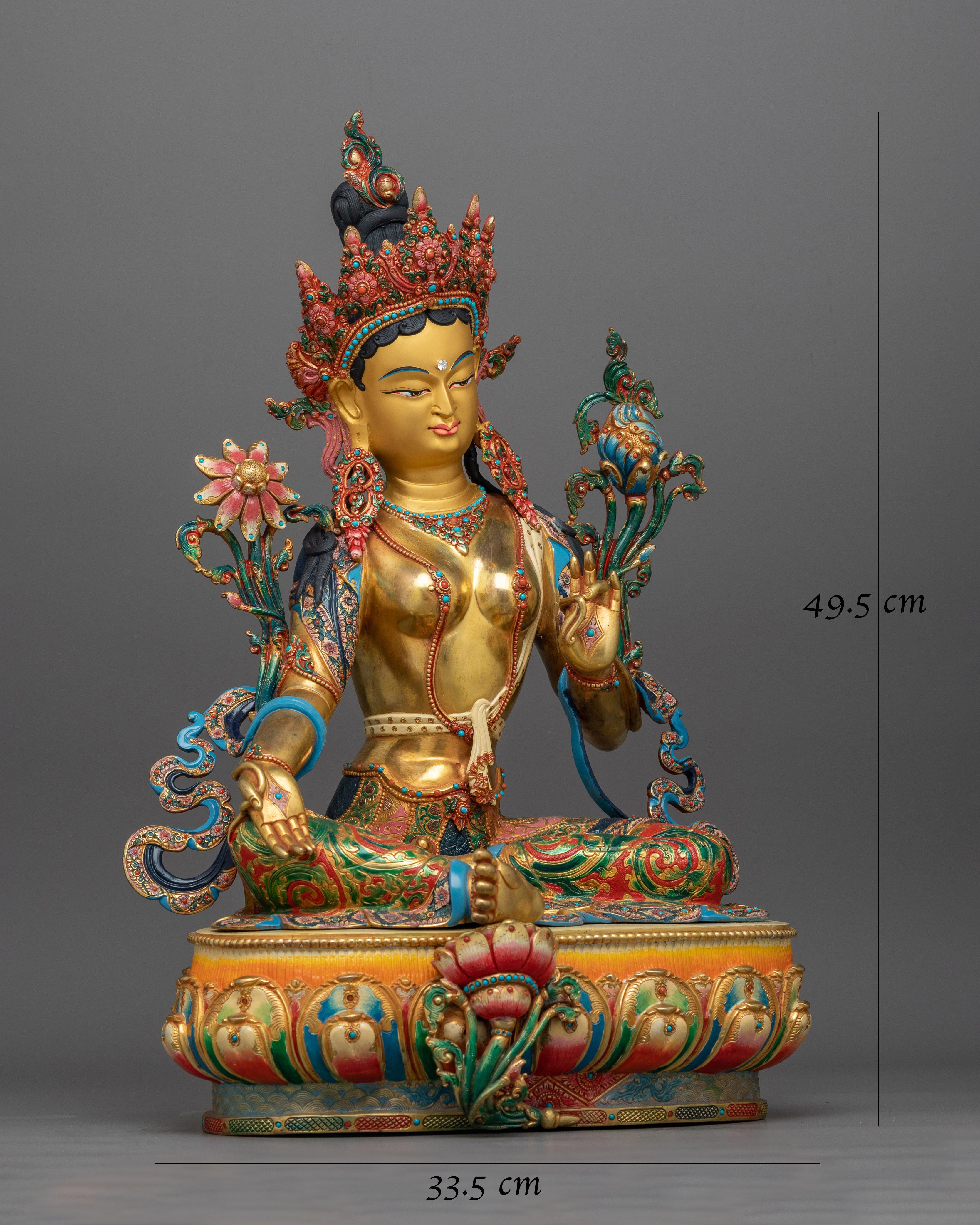 Green Tara Colored Statue | A Radiant Symbol of Compassion and Enlightenment
