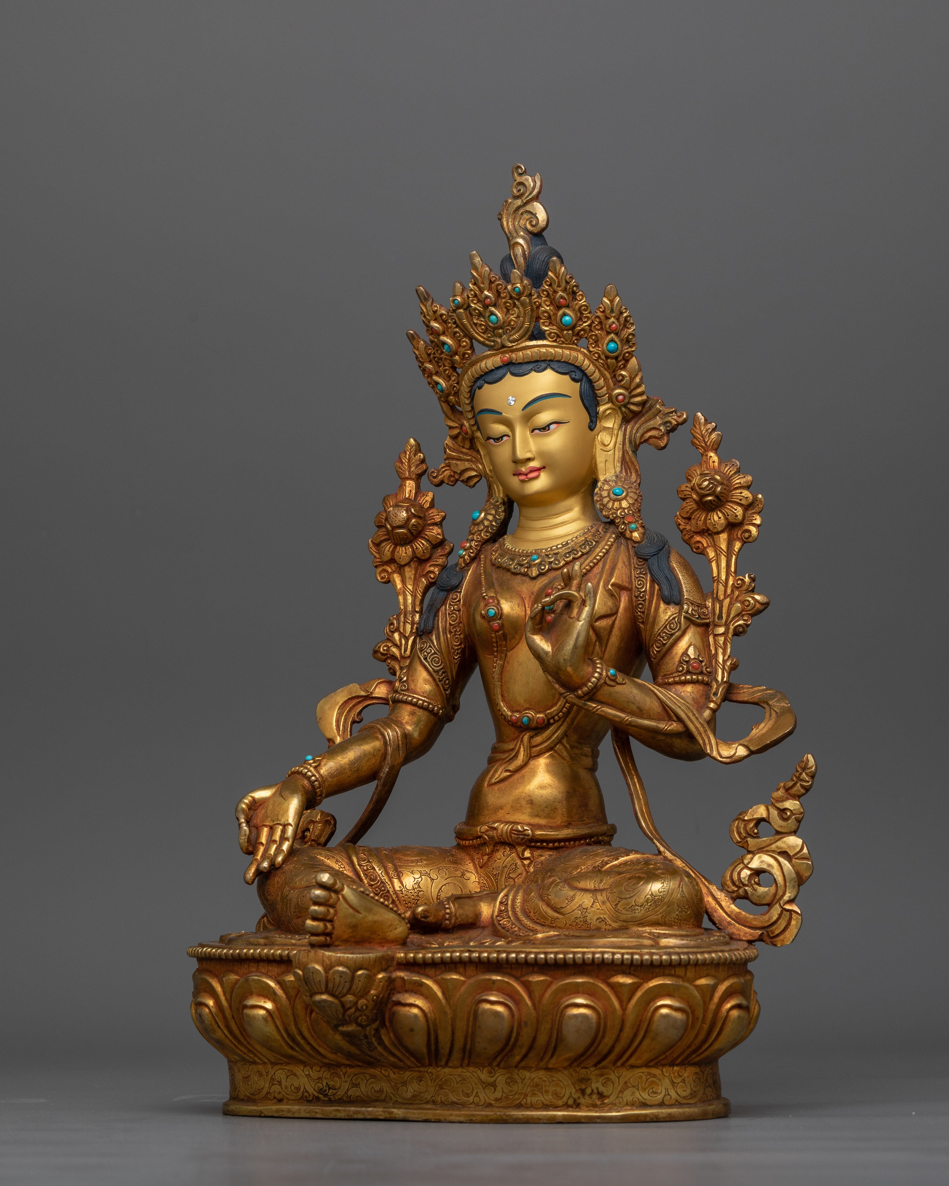 green-tara-gold-gilded-antique-touch