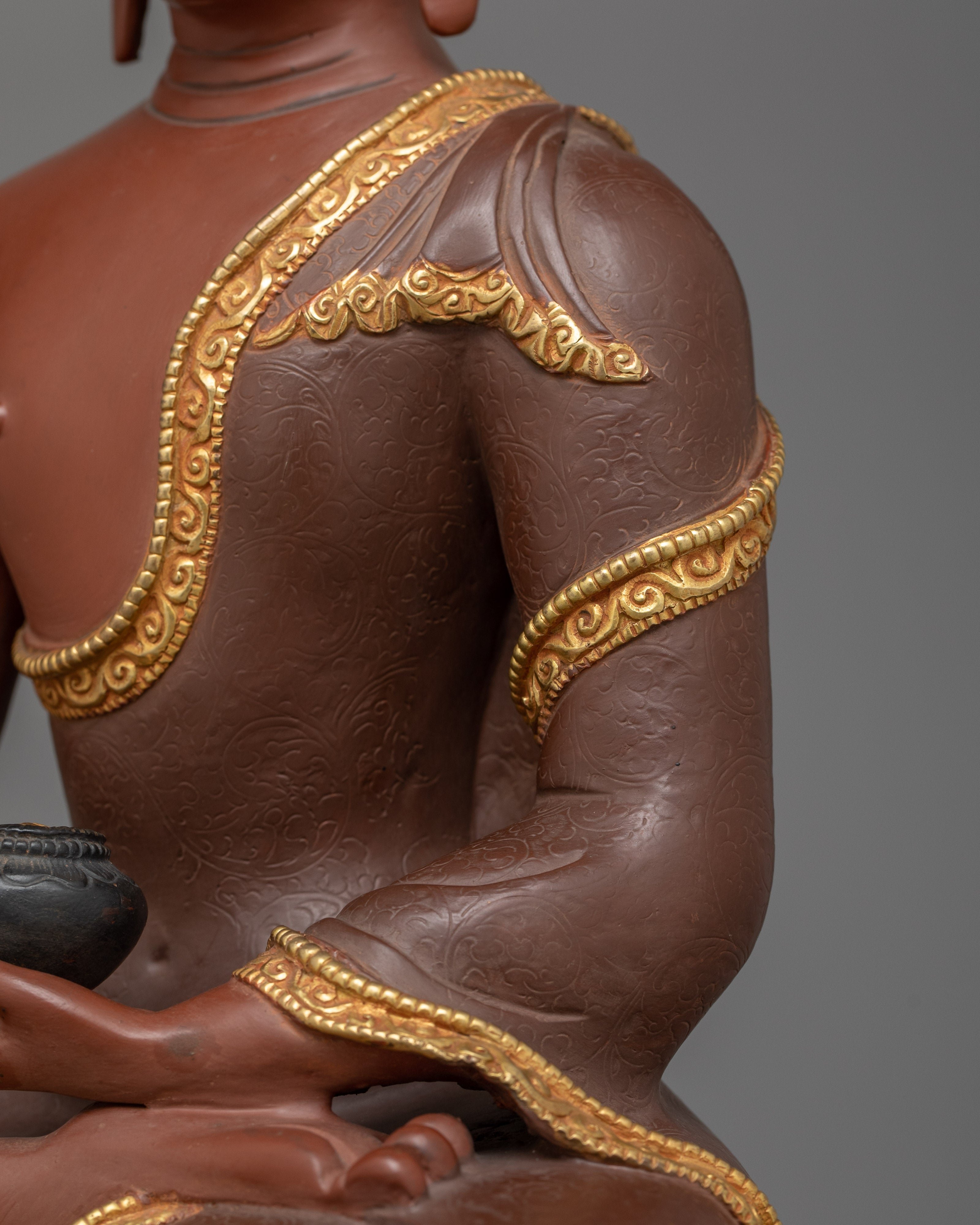 Shakyamuni Buddha Reddish Colored Statue | Embodiment of Tranquility and Enlightenment