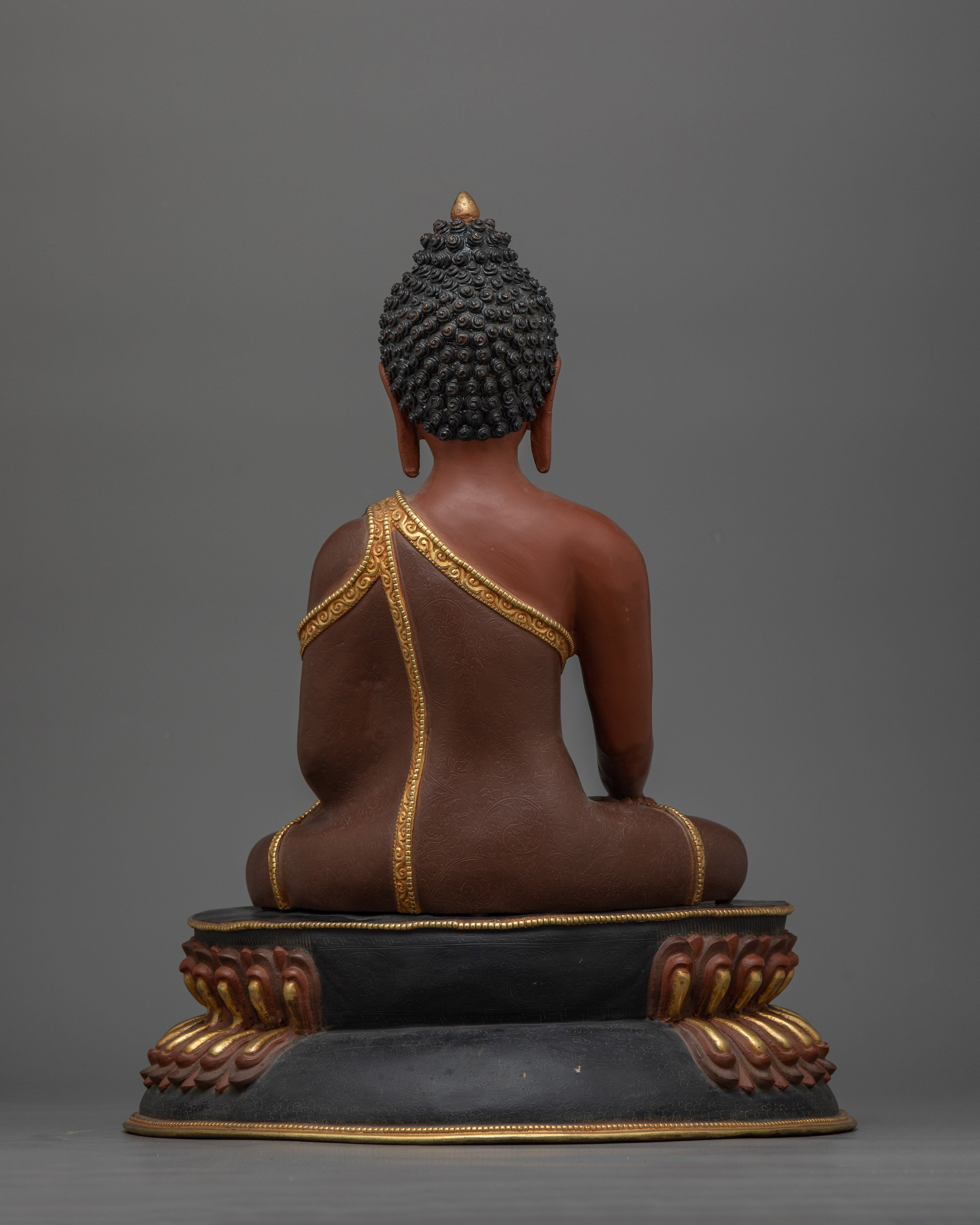 Shakyamuni Buddha Reddish Colored Statue | Embodiment of Tranquility and Enlightenment