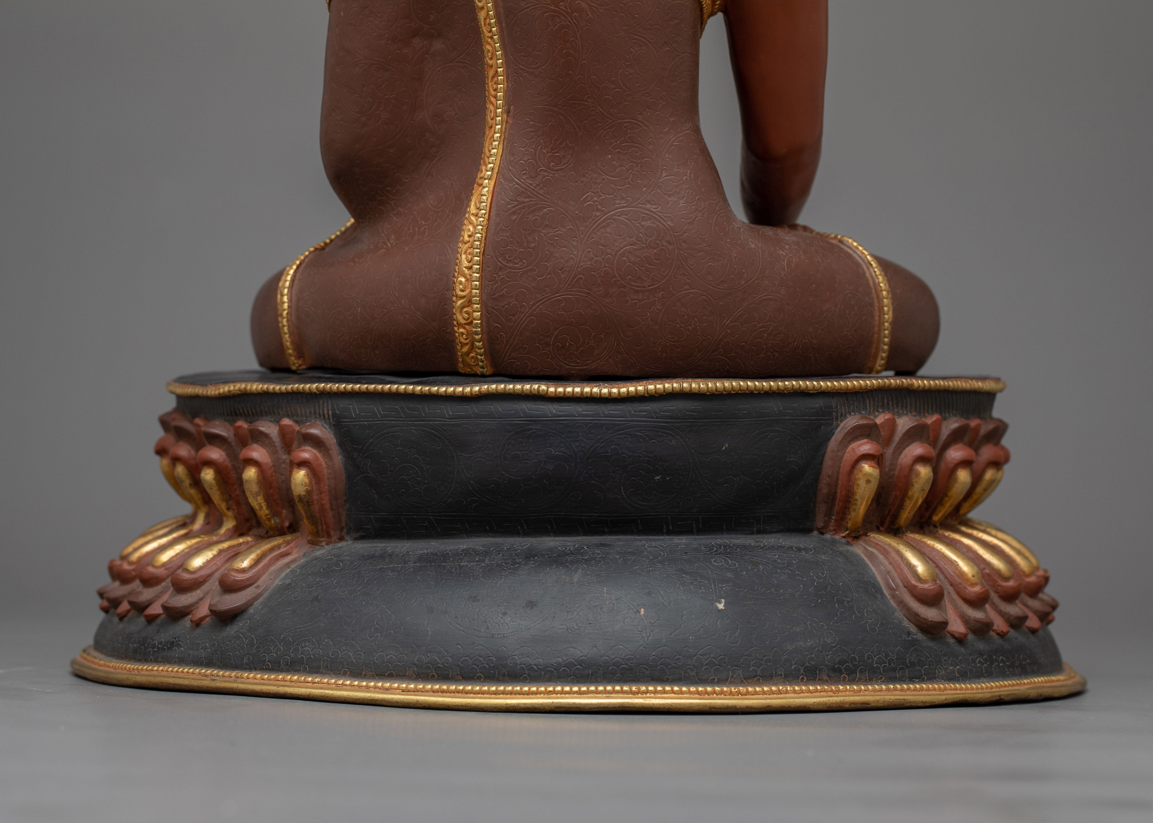 Shakyamuni Buddha Reddish Colored Statue | Embodiment of Tranquility and Enlightenment