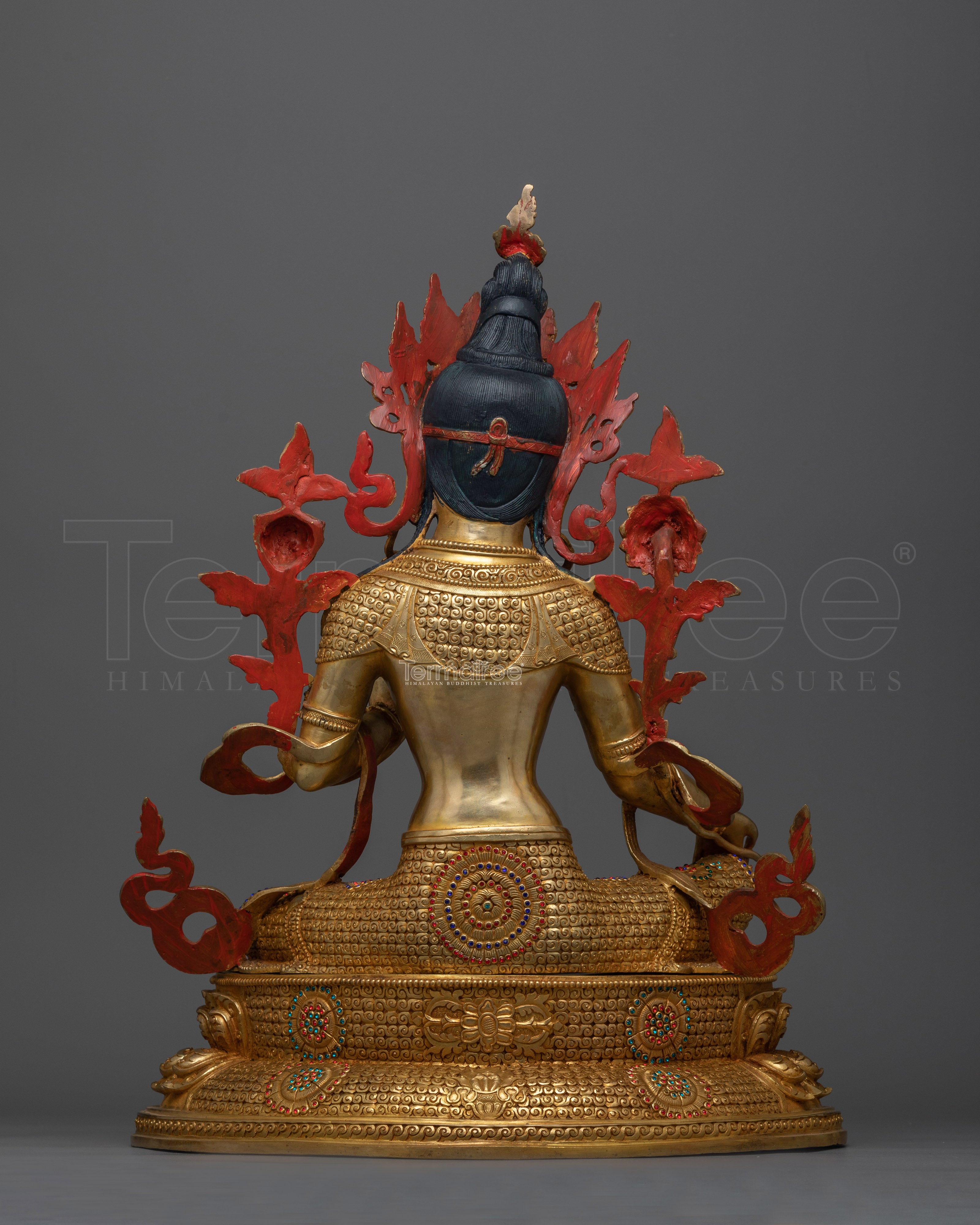 Radiant Green Tara 48cm Gold Gilded Statue | A Beacon of Compassion and Protection