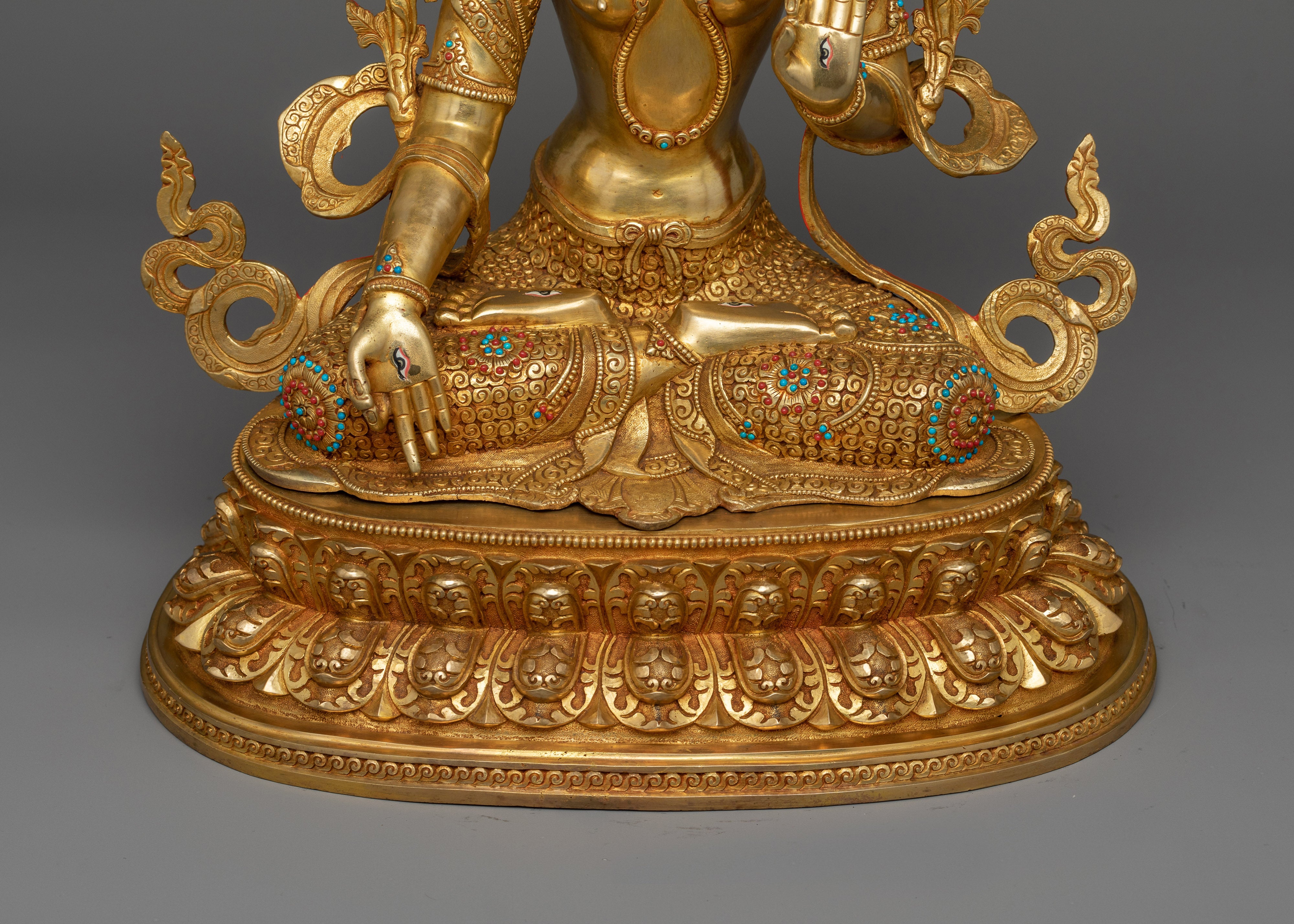 White Tara 48cm Elegantly Gold Gilded Statue | Embodiment of Serenity and Grace