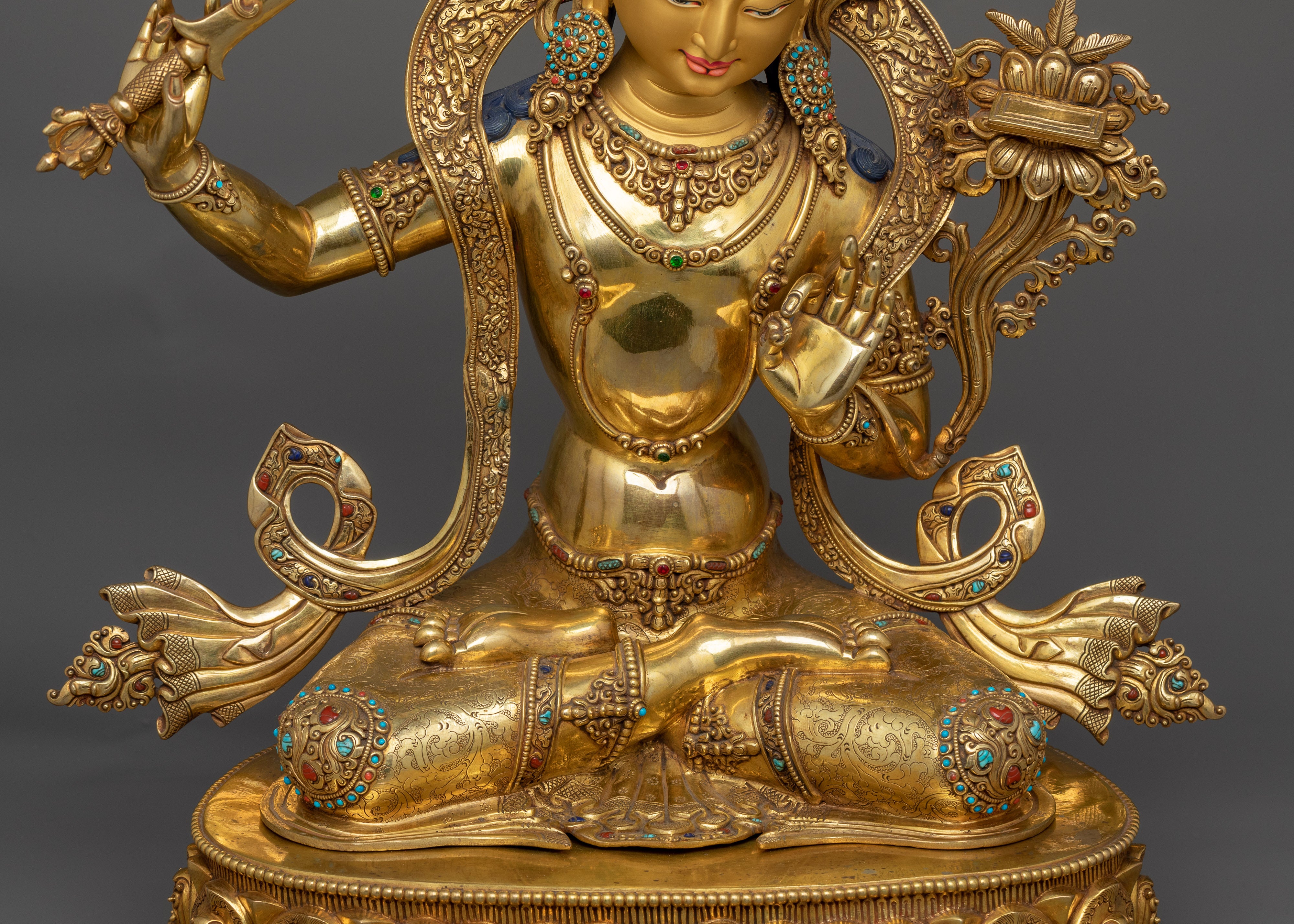 Insightful Wisdom Deity Manjushri Statue | Embodiment of Knowledge and Enlightenment