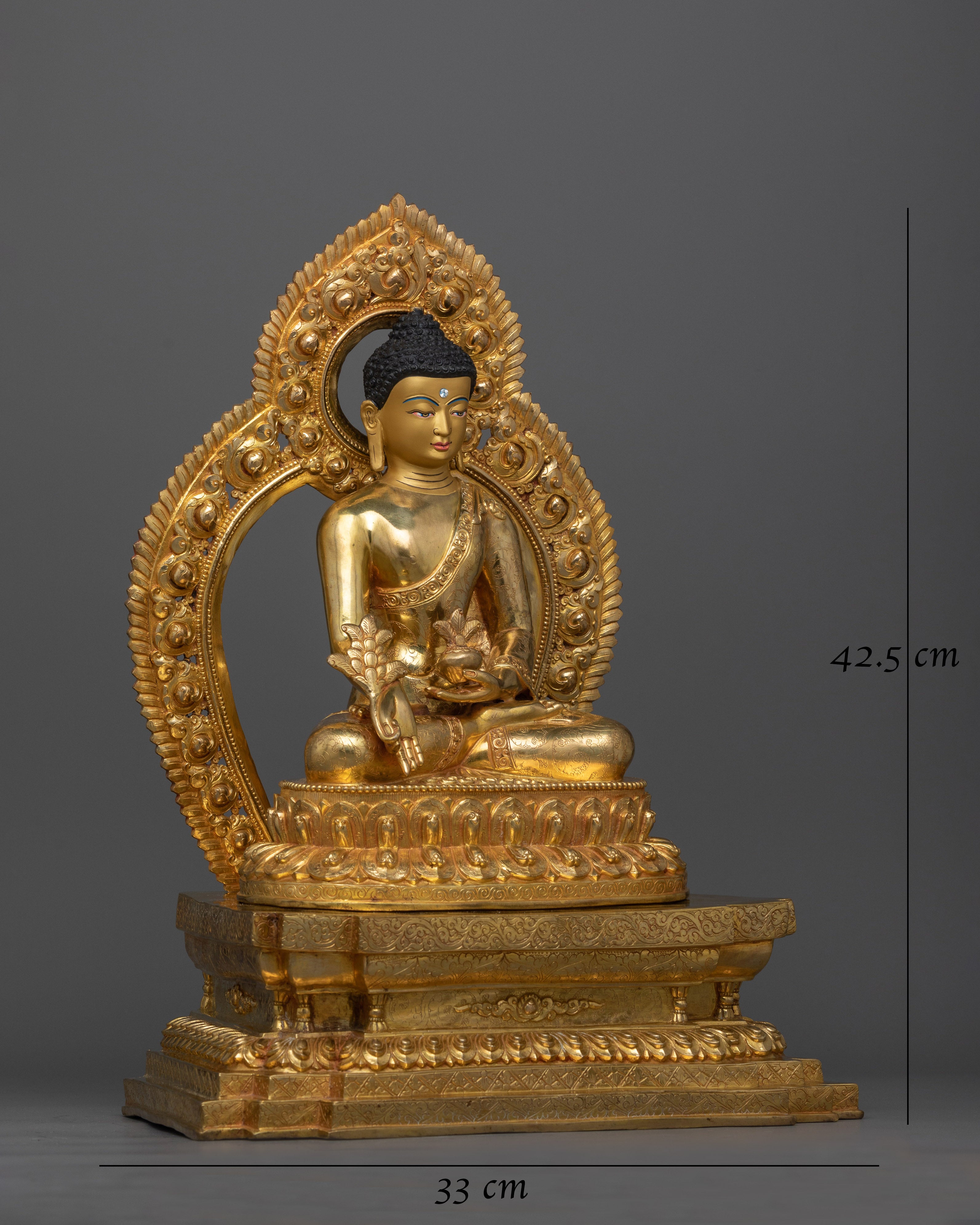 Medicine Buddha 24K Gold Gilded Statue | Symbol of Healing and Compassion Buddha