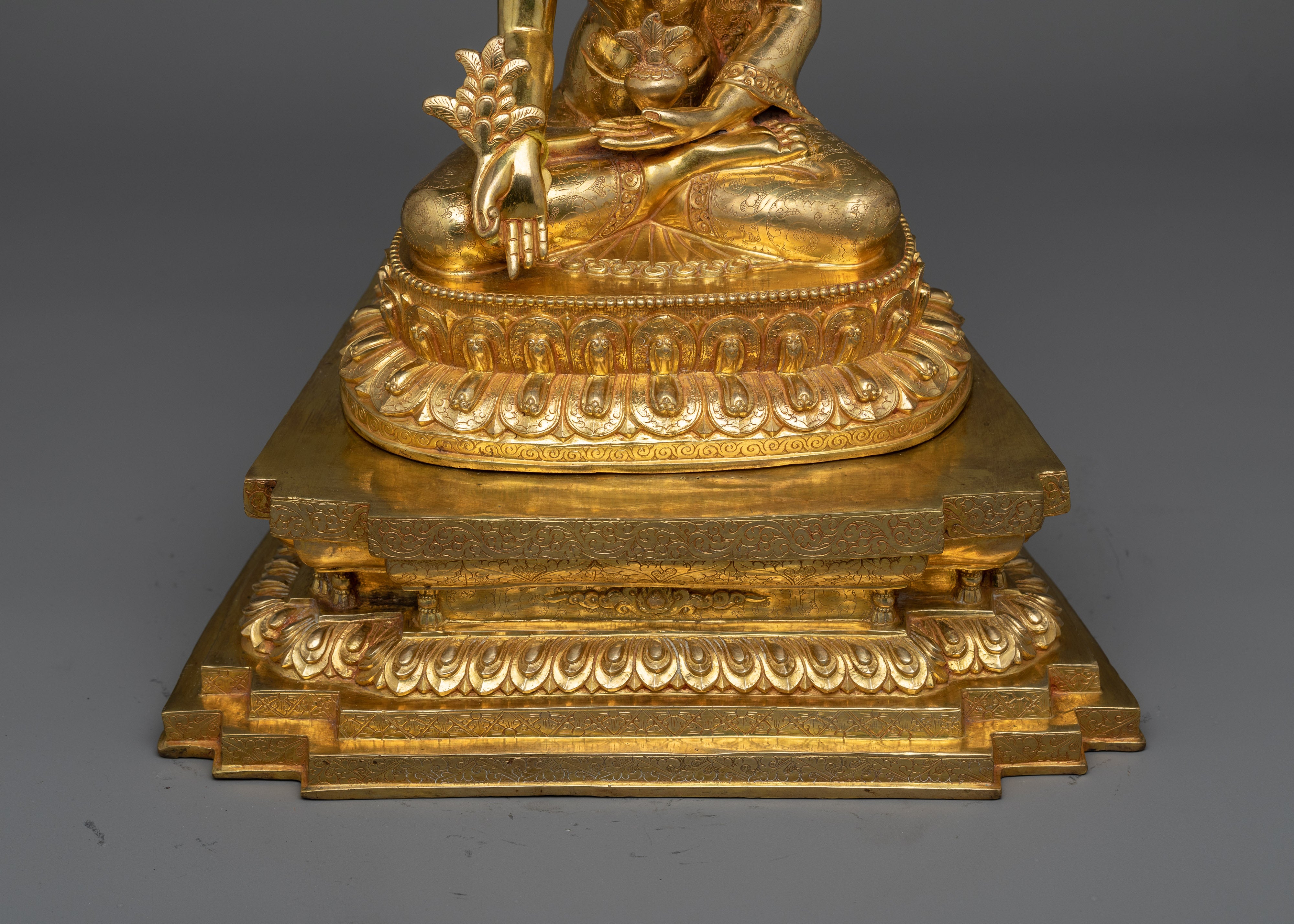 Medicine Buddha 24K Gold Gilded Statue | Symbol of Healing and Compassion Buddha