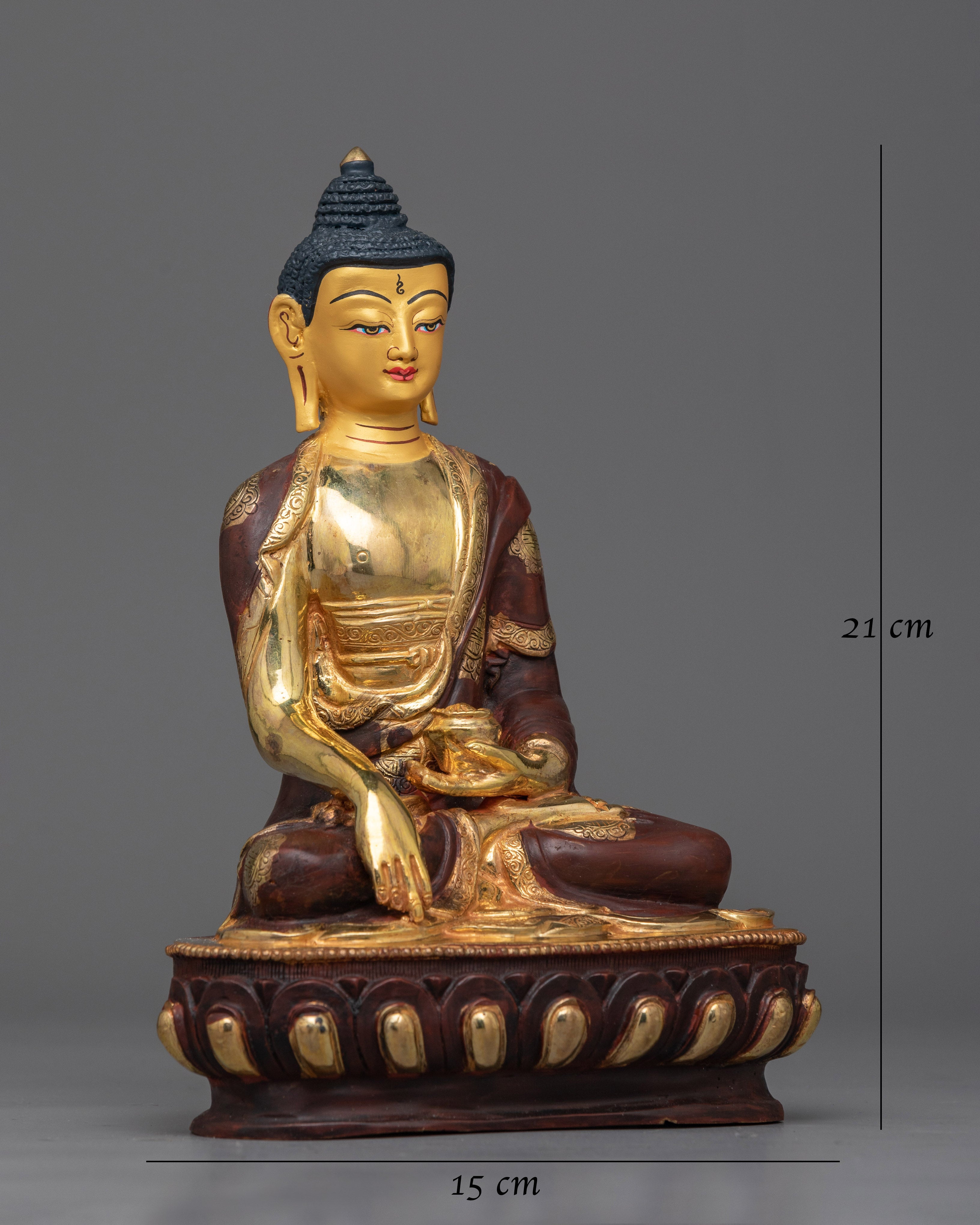 Shakyamuni Buddha Gold Gilded Oxidized Statue | Embodiment of Enlightenment and Serenity