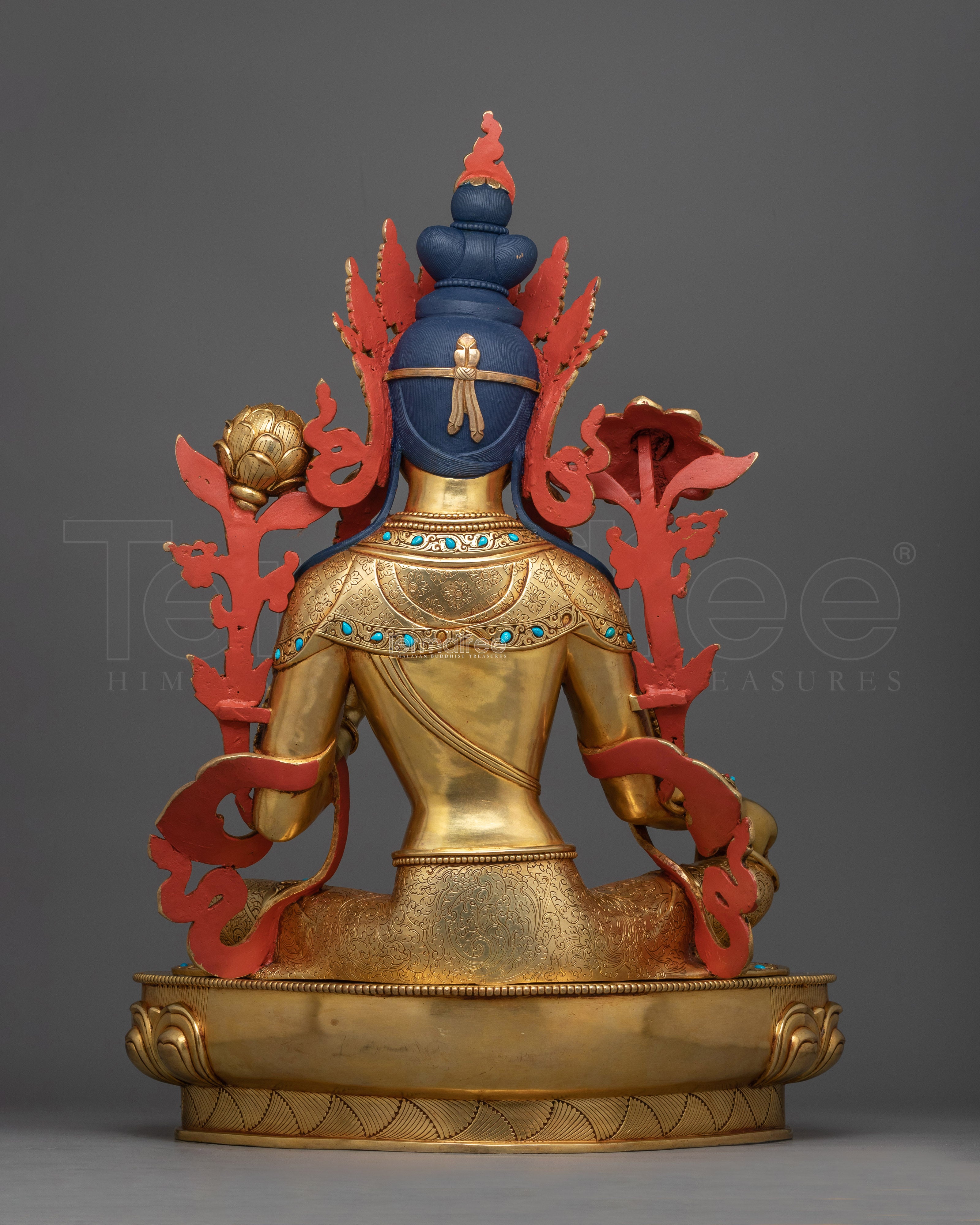 Green Tara a Beautifully Gold-Gilded Statue | Symbol of Compassion and Liberation