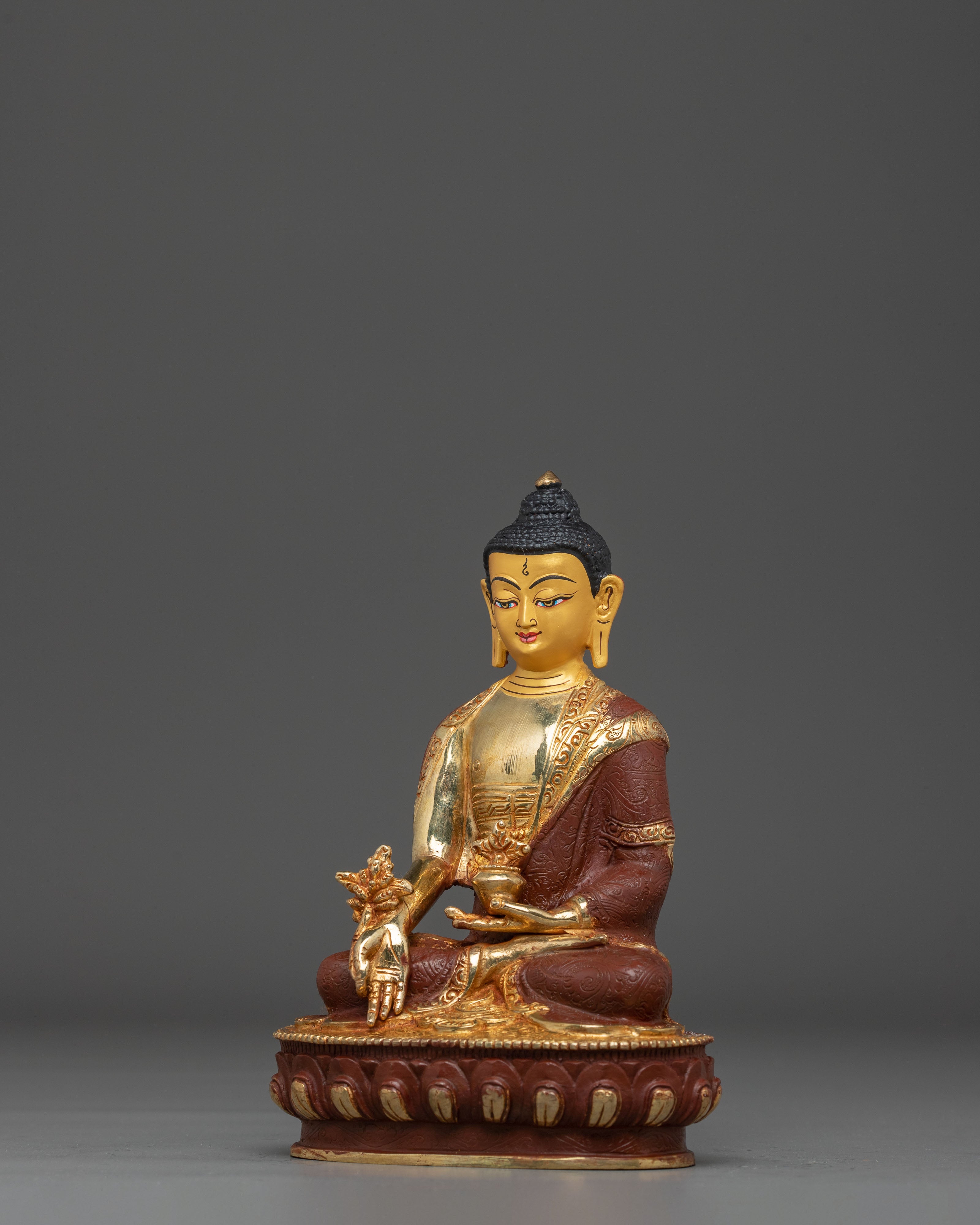 Golden Buddhist Healing Buddha Bhaisajyaguru Statue