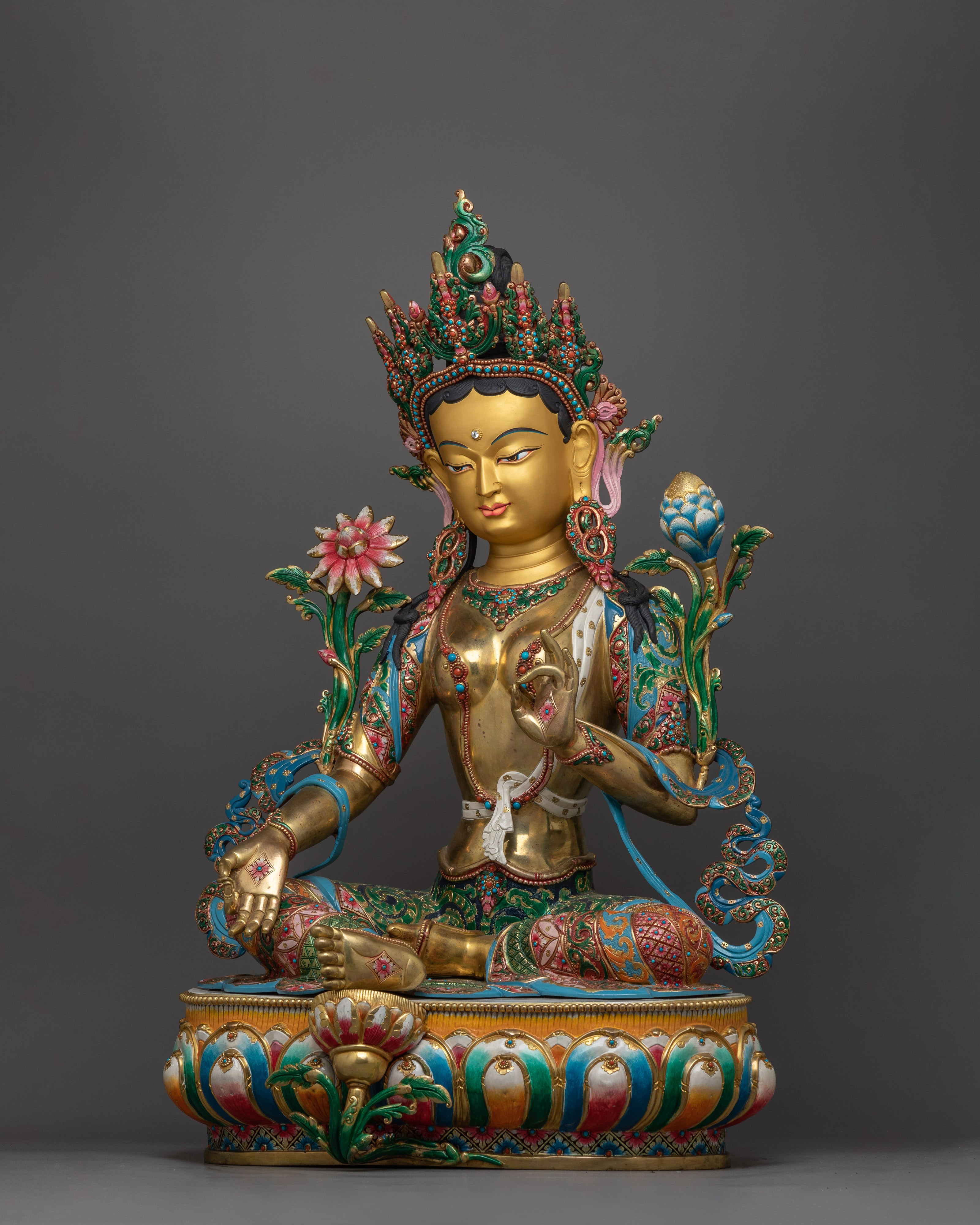 green-tara-beautiful-colored-sculpture