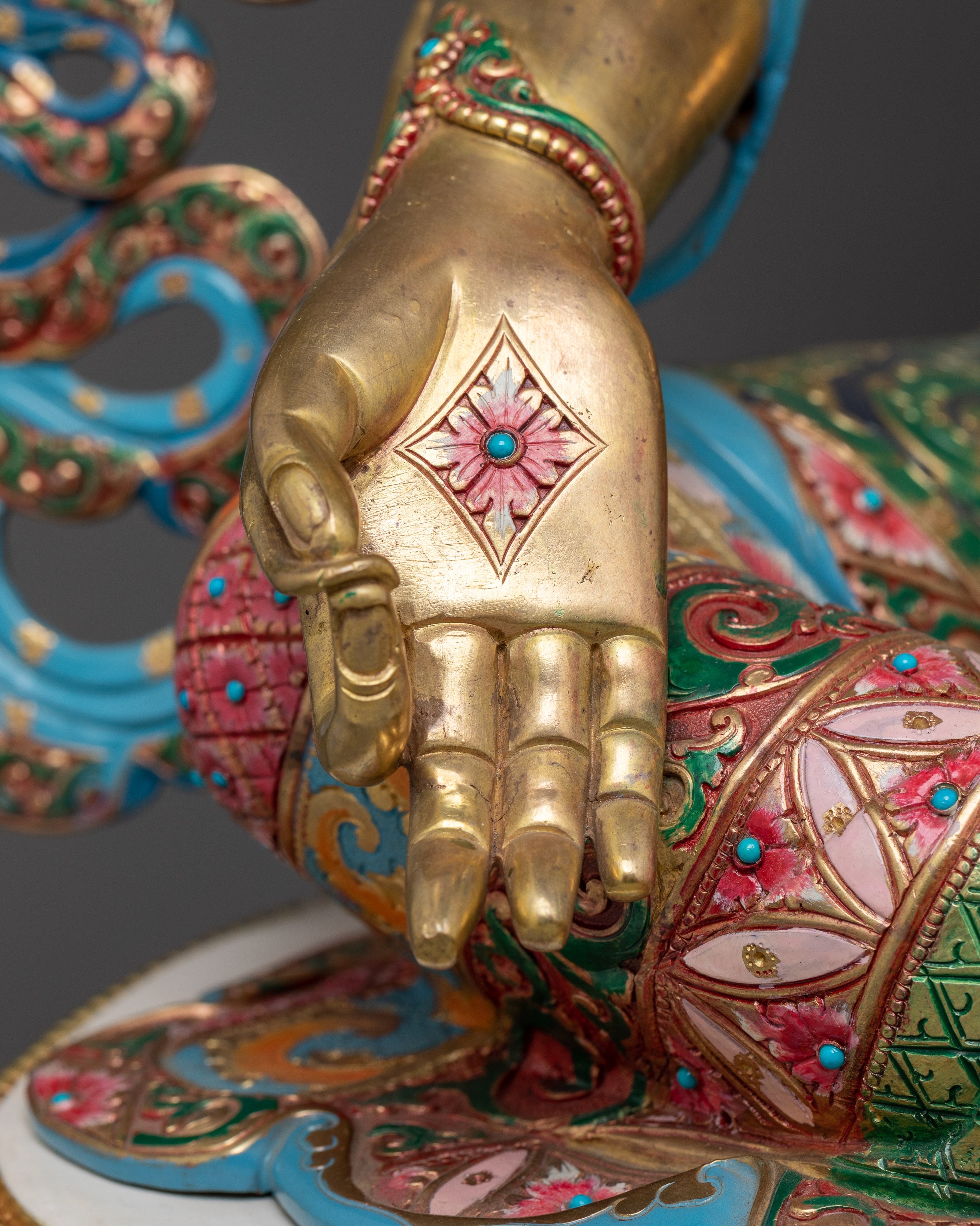 Green Tara Beautiful Colored Sculpture | Embodiment of Compassionate Rescue