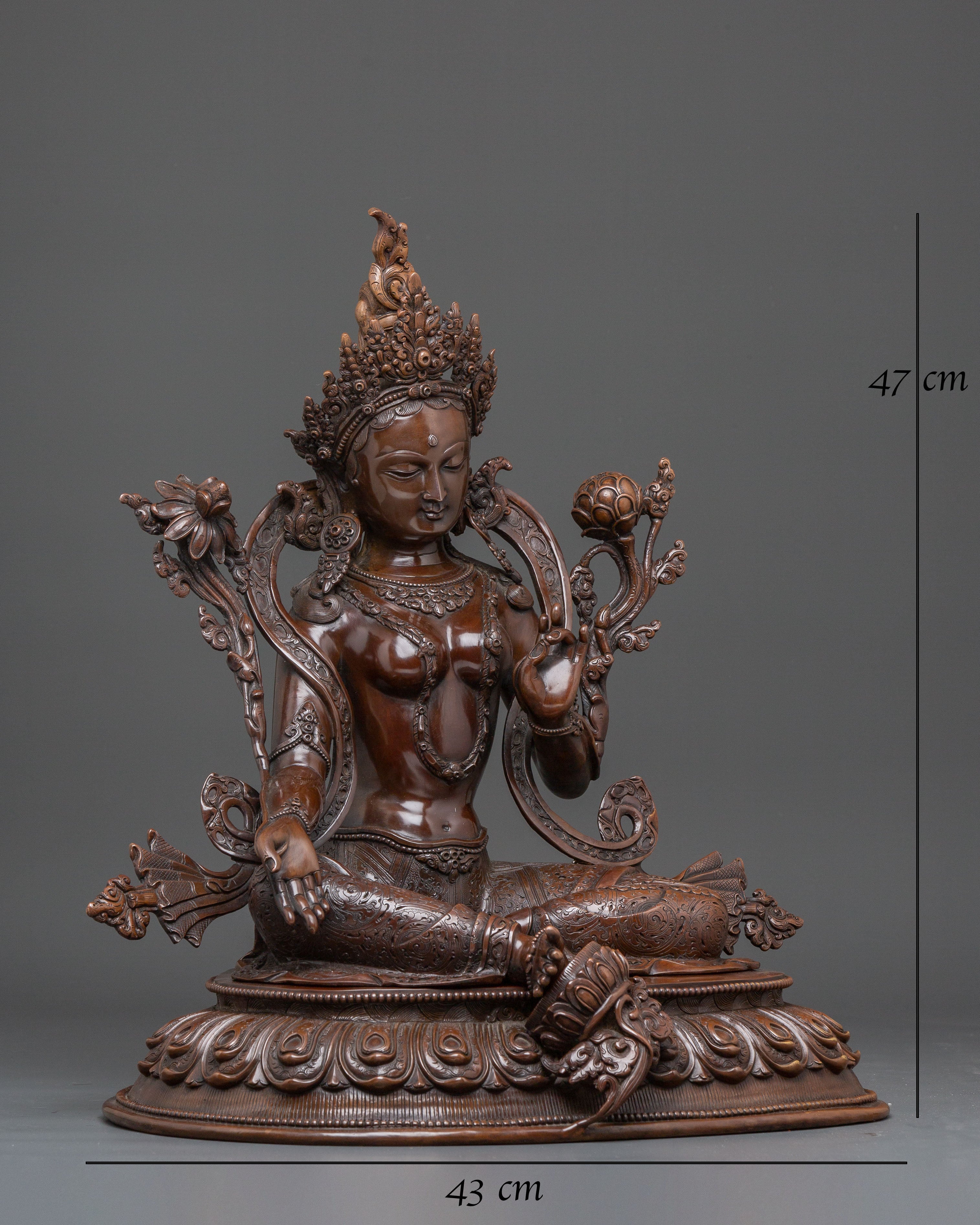 Handmade Statue of Mother Green Tara, Symbol of Compassion | Feminine Energy