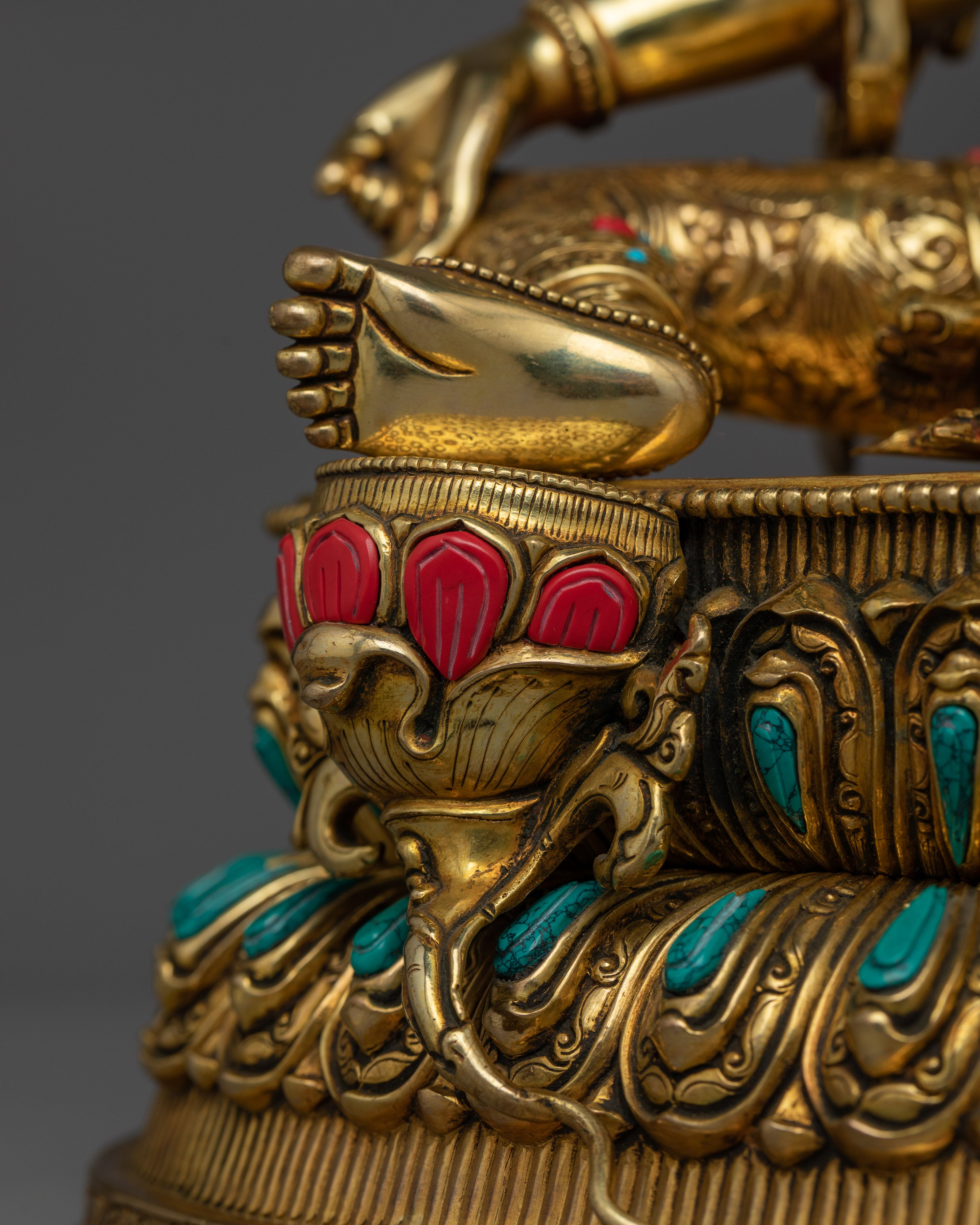 Green Tara Statue Decorated with Gemstones | A Masterpiece of Spiritual Art