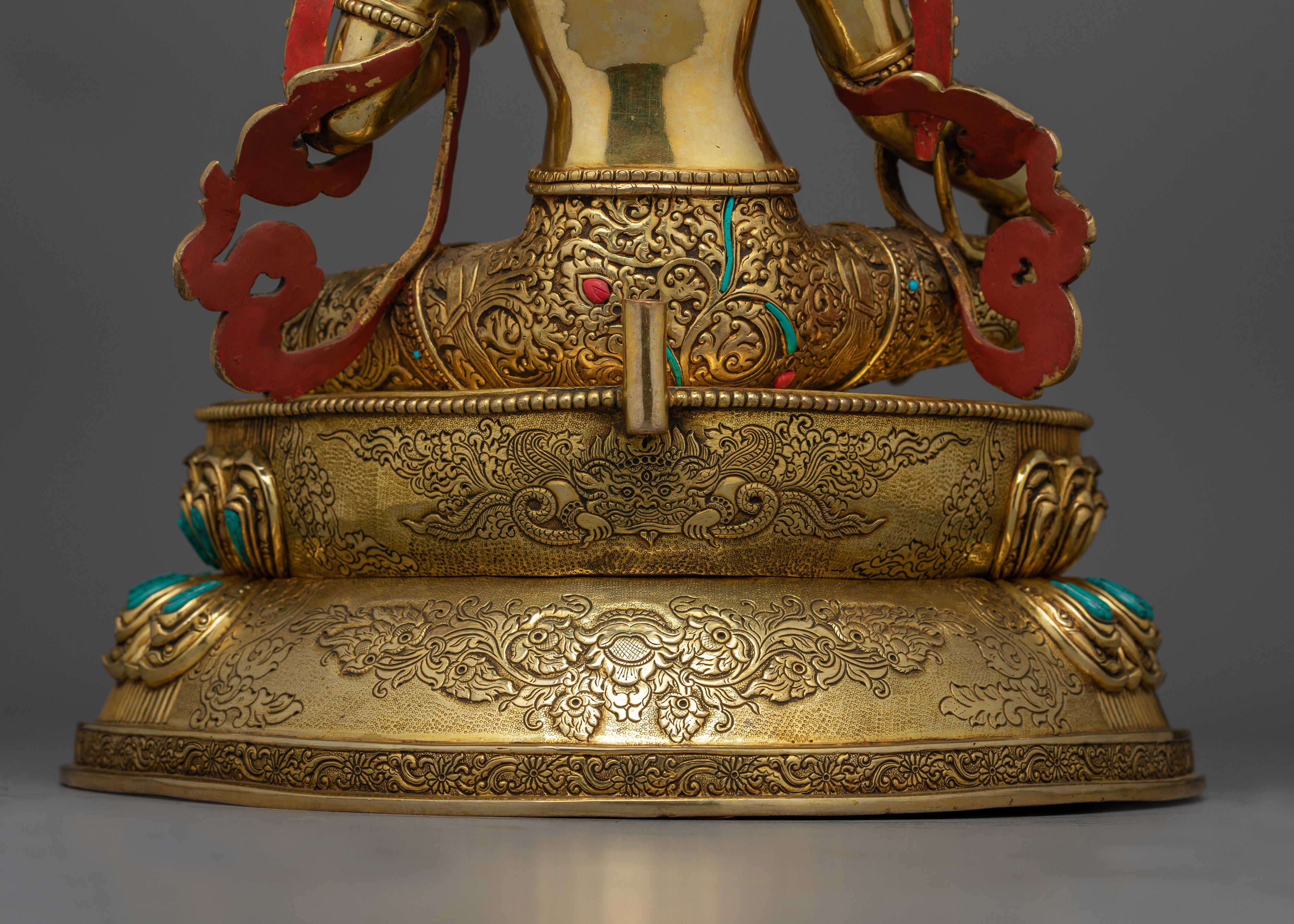 Green Tara Statue Decorated with Gemstones | A Masterpiece of Spiritual Art