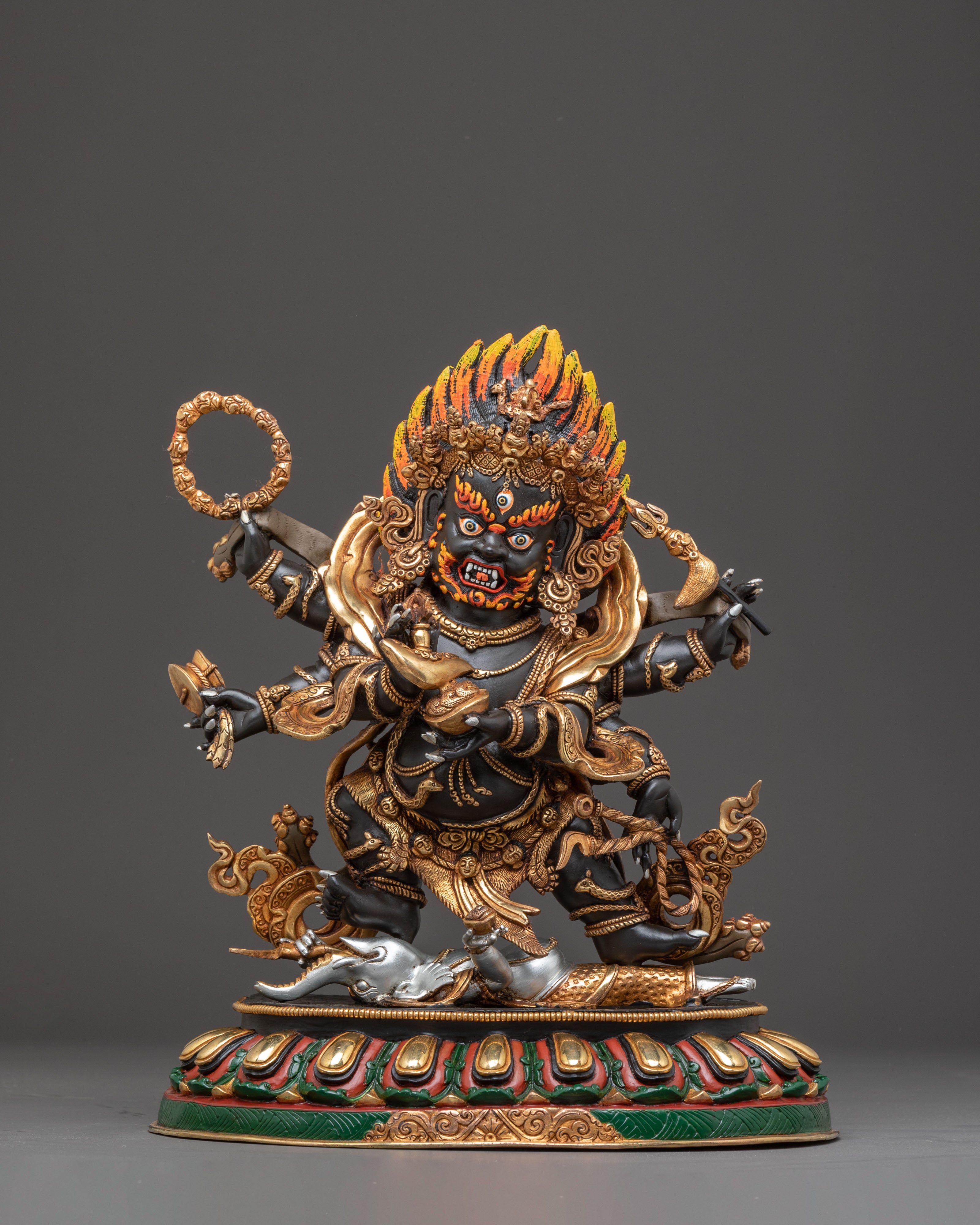 Majestic Statue of 6 Armed Mahakala | Fierce Dharma Protector