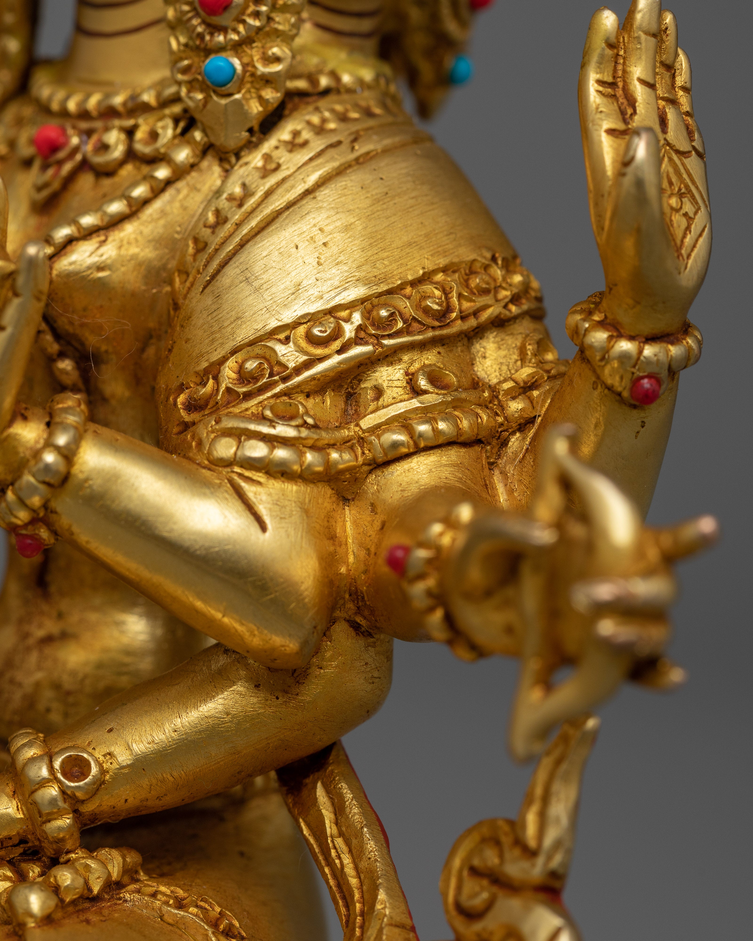 Namgyalma Small Gold Gilded Statue | Buddhist Handcrafted Copper Artwork