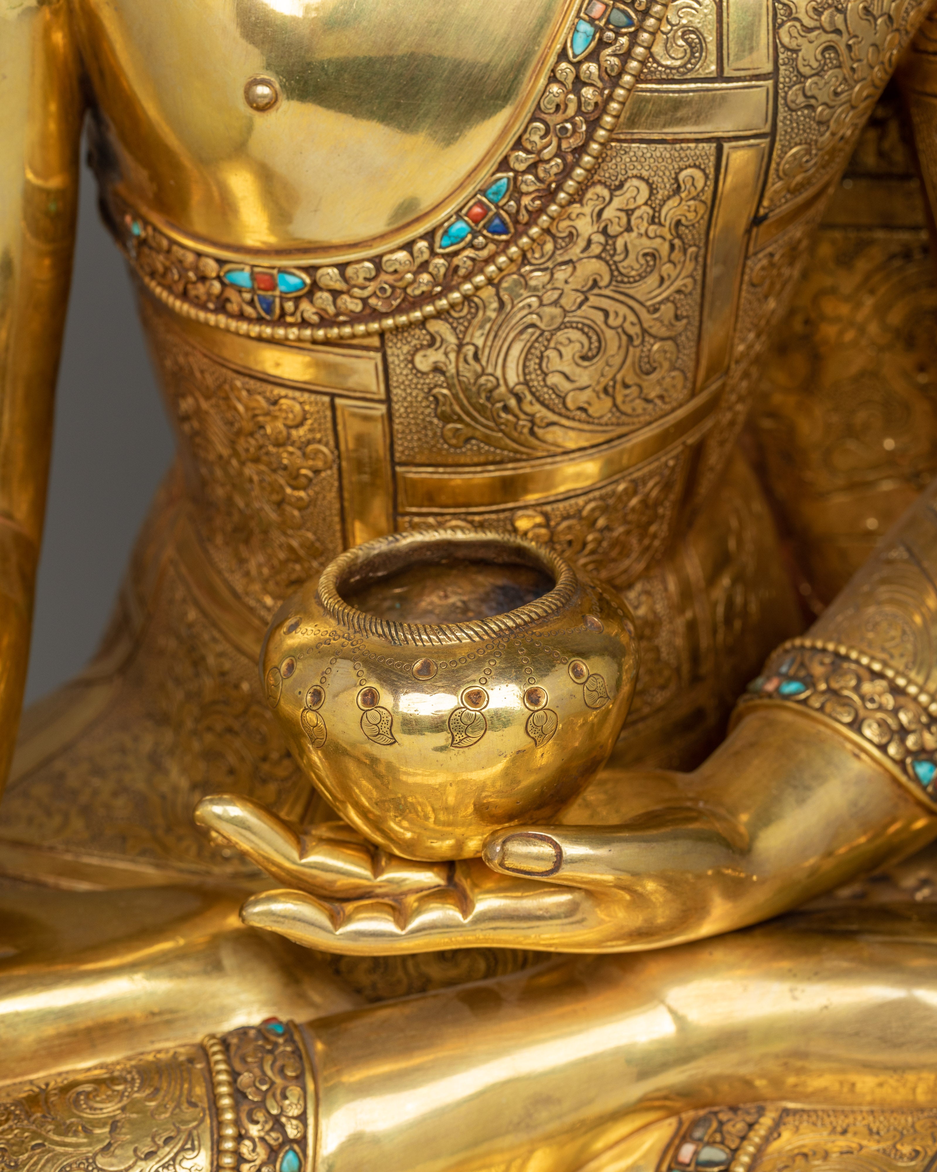 Historic Shakyamuni Buddha Gold Gilded Statue | Symbol of Peace and Wisdom