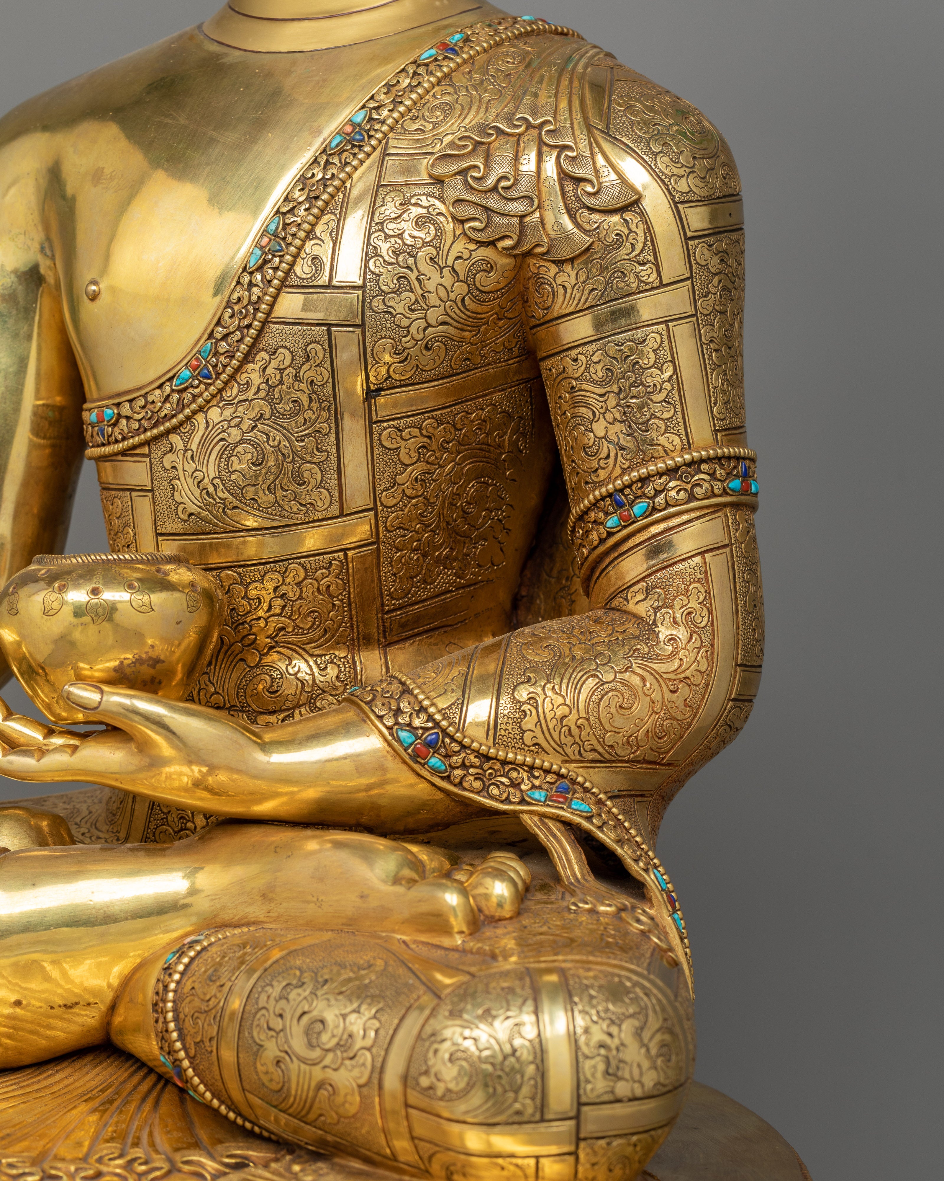 Historic Shakyamuni Buddha Gold Gilded Statue | Symbol of Peace and Wisdom