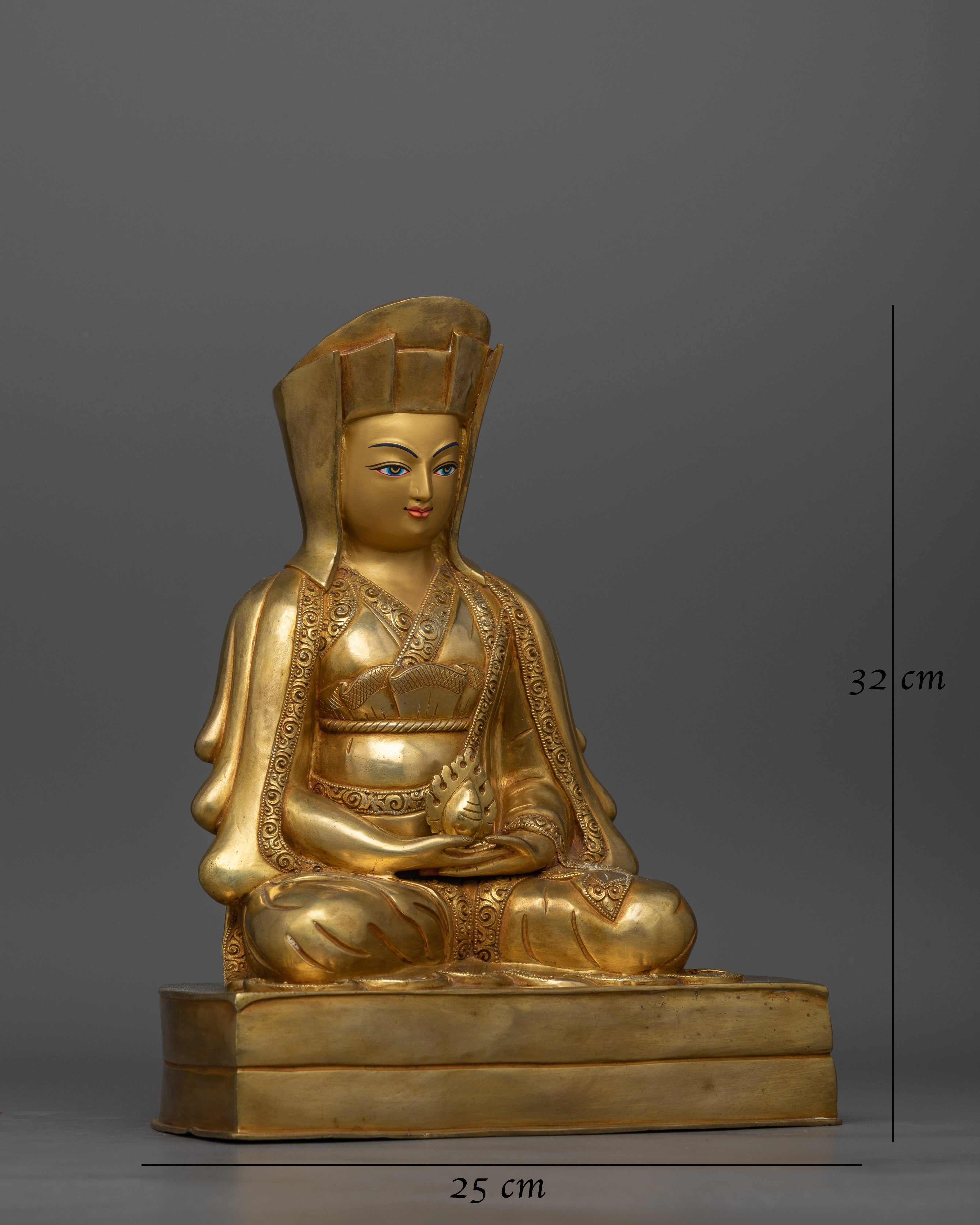 Gampopa, a Kagyu Master Gold Gilded Statue | Beautiful Handcrafted Art