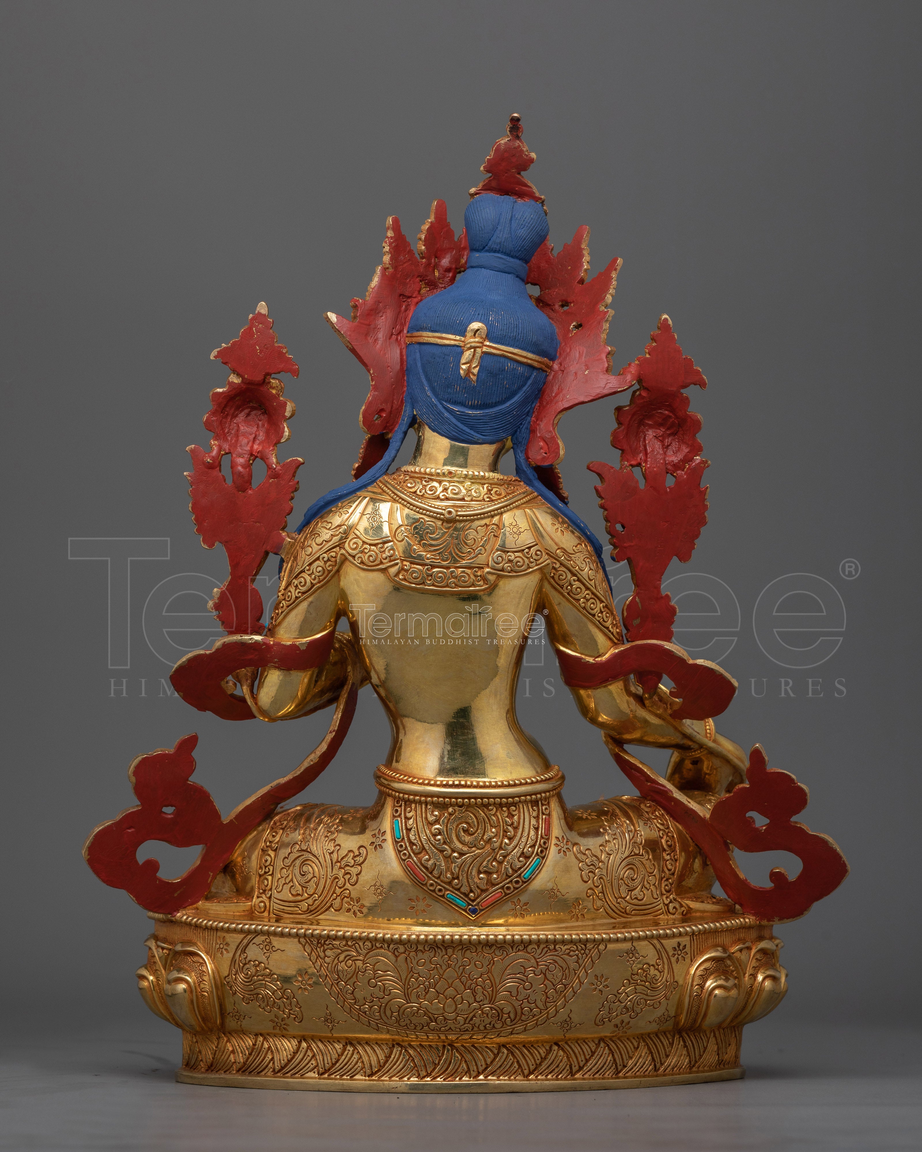 Green Tara 34cm Gold Gilded Statue | Radiant Symbol of Compassion